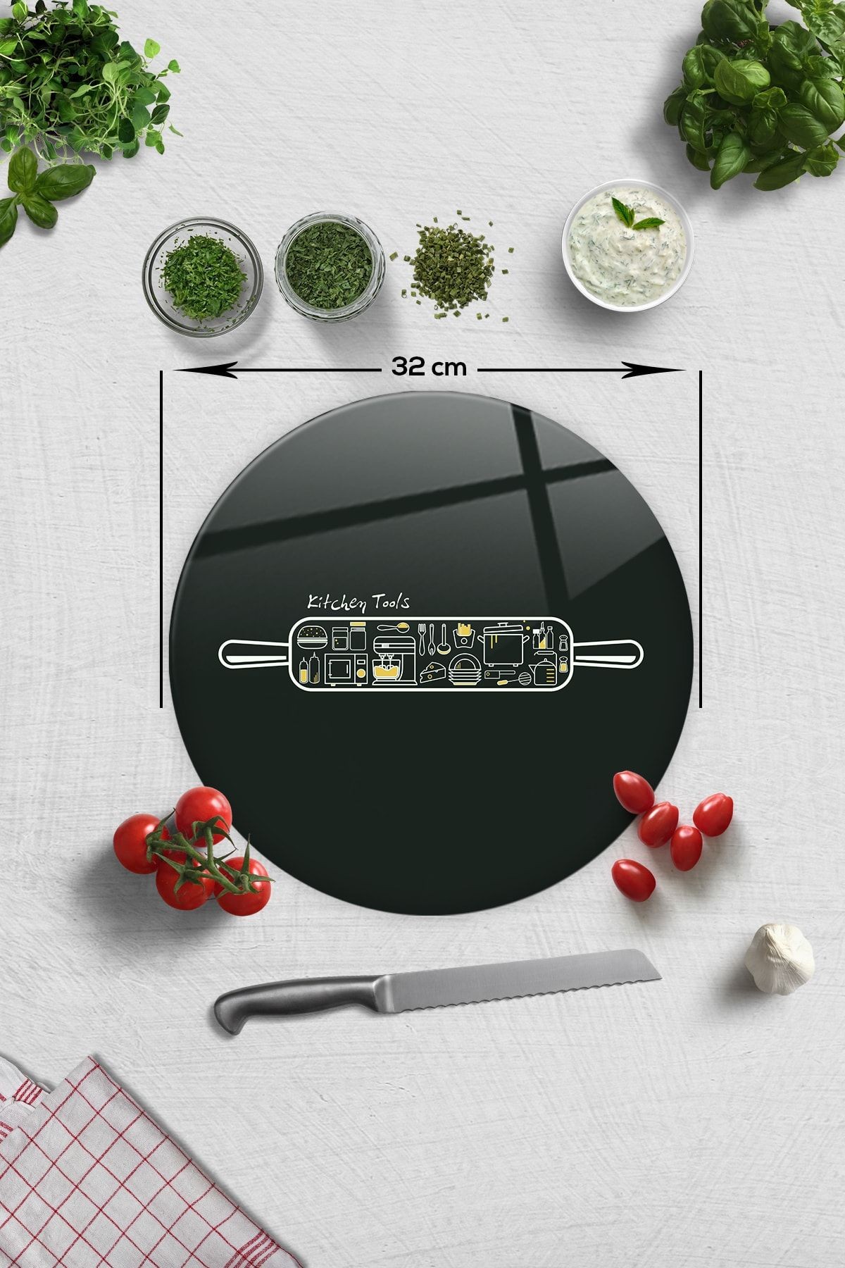 Cam Kesme Tahtası - Cam Kesme Tablası | Kitchen Tools - Mutfak Gereçleri | Çap 32cm