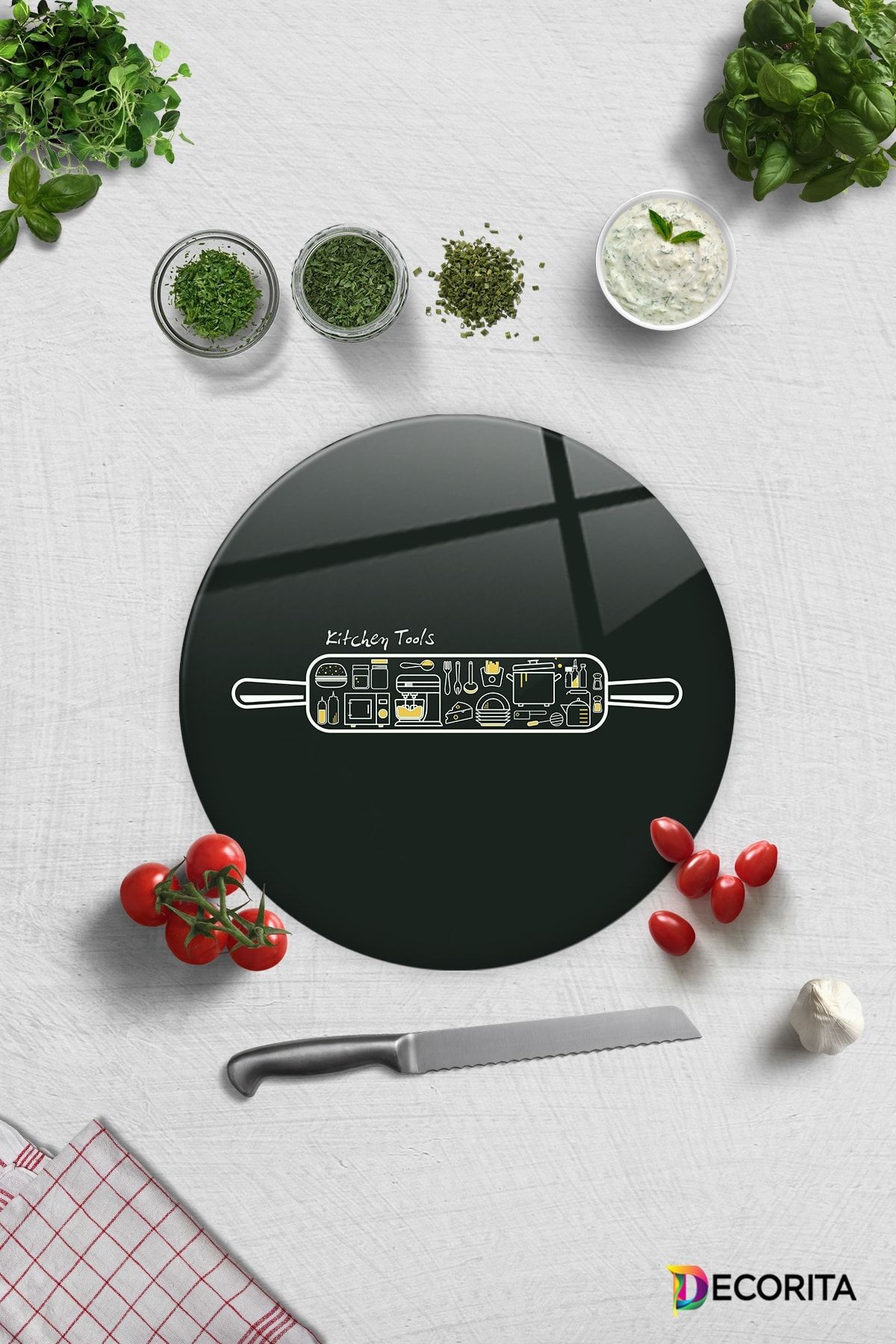 Cam Kesme Tahtası - Cam Kesme Tablası | Kitchen Tools - Mutfak Gereçleri | Çap 32cm