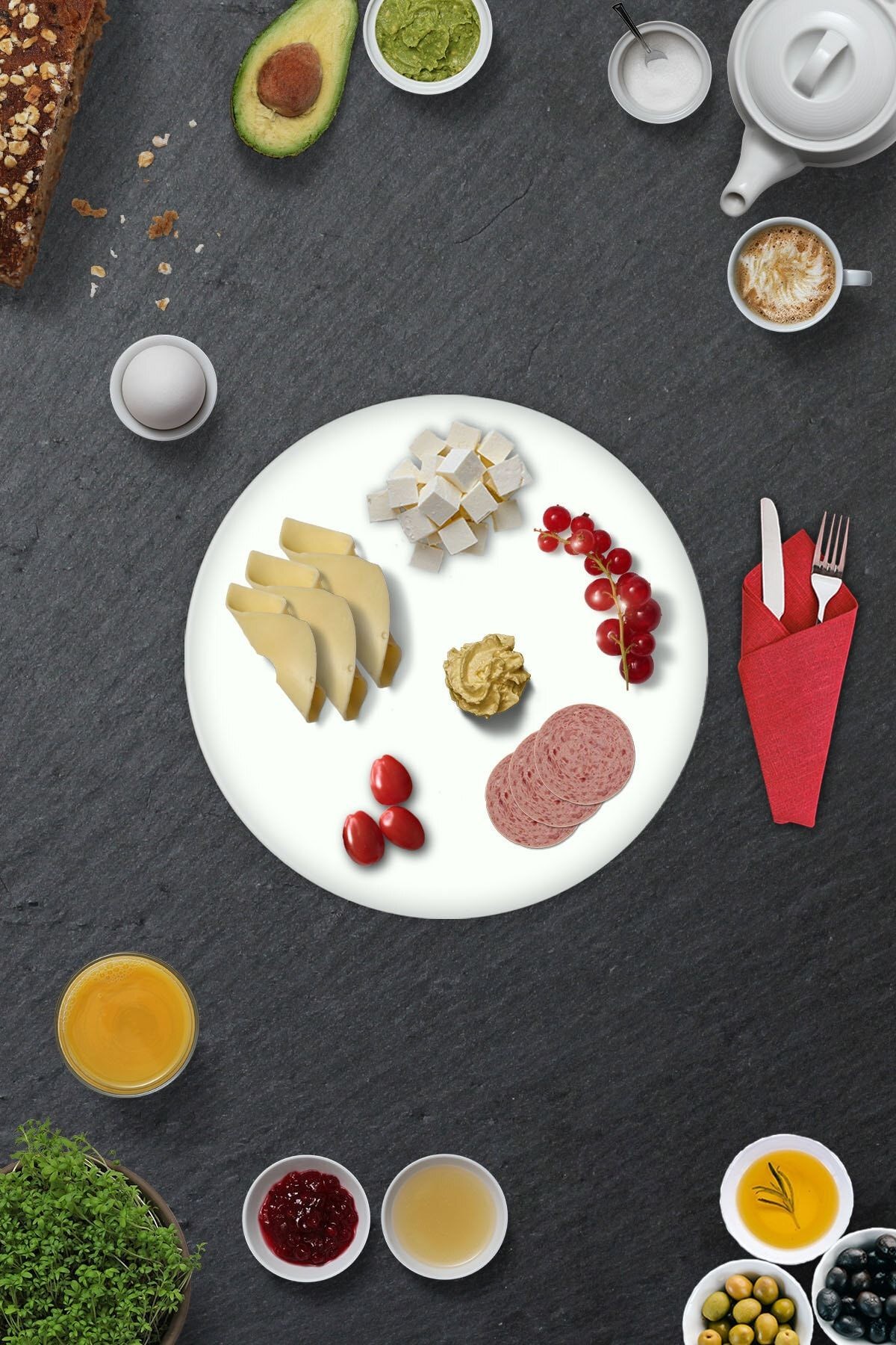 2'li Takım | Cam Tabak - Kahvaltı Tabağı - Pasta Tabağı | Düz Renk - Beyaz | Çap32cm