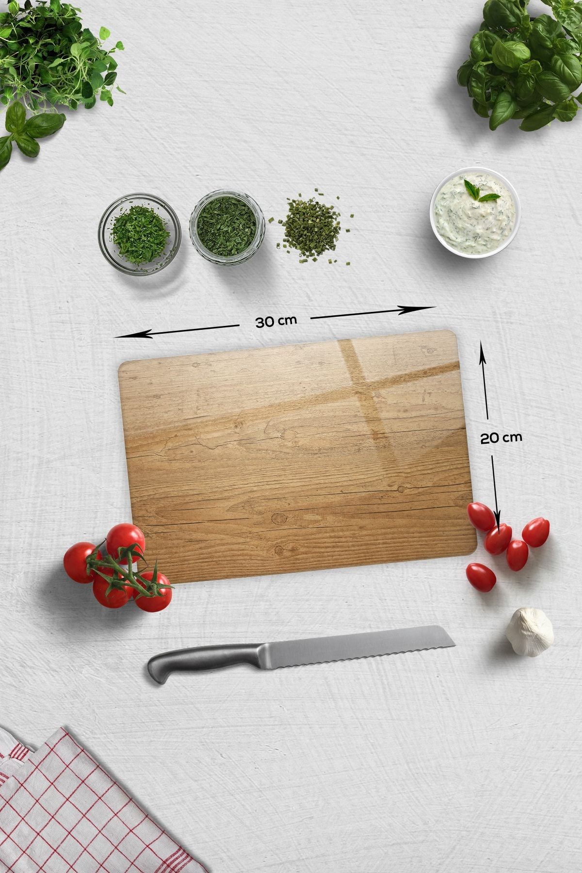 Cam Kesme Tahtası - Cam Kesme Tablası | Retro Ahşap Görünümlü | 20cm X 30cm