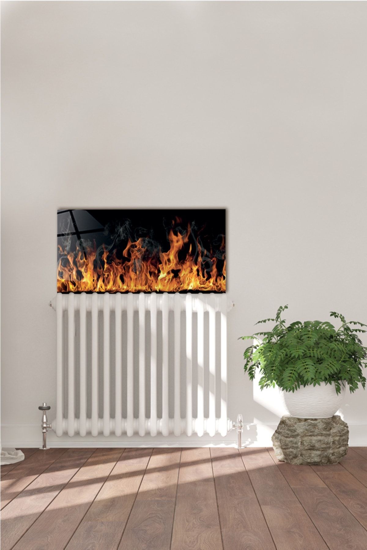 Petek Üstü Cam Şömine Alevi 40cm X 80cm