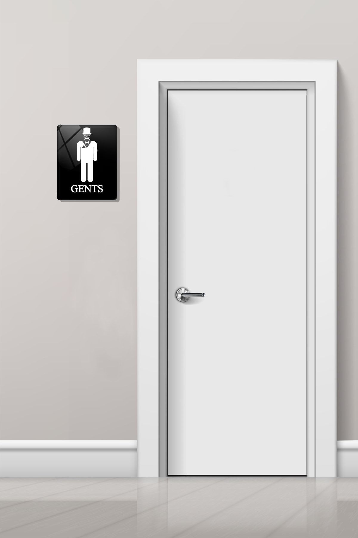2'li Set Siyah Ladies - Gents | Cam Wc Yönlendirme Levhası | 14,8cm X 21cm