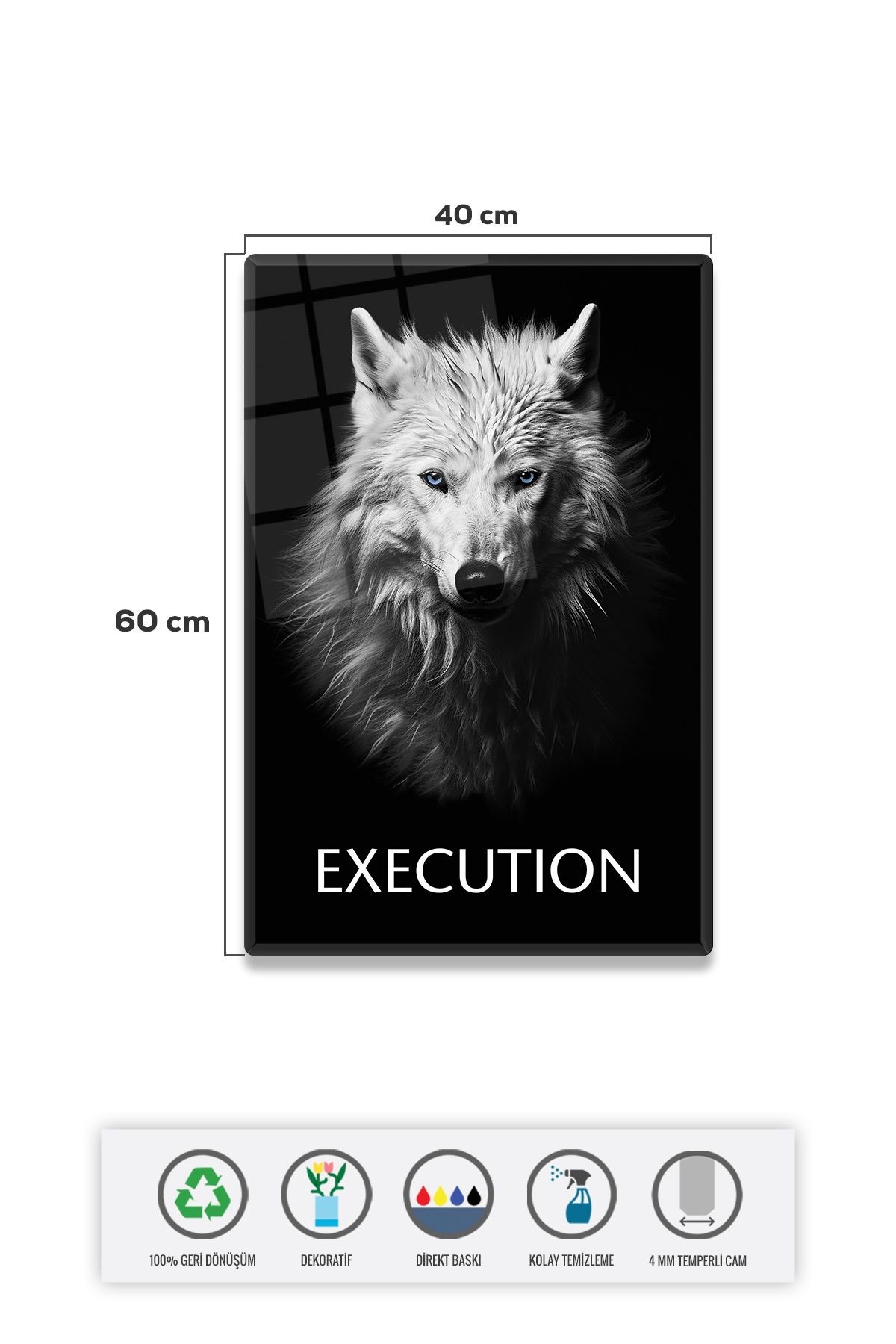 Cam Tablo | Motivasyon Serisi | Wolf - Execution | 40cm x 60cm