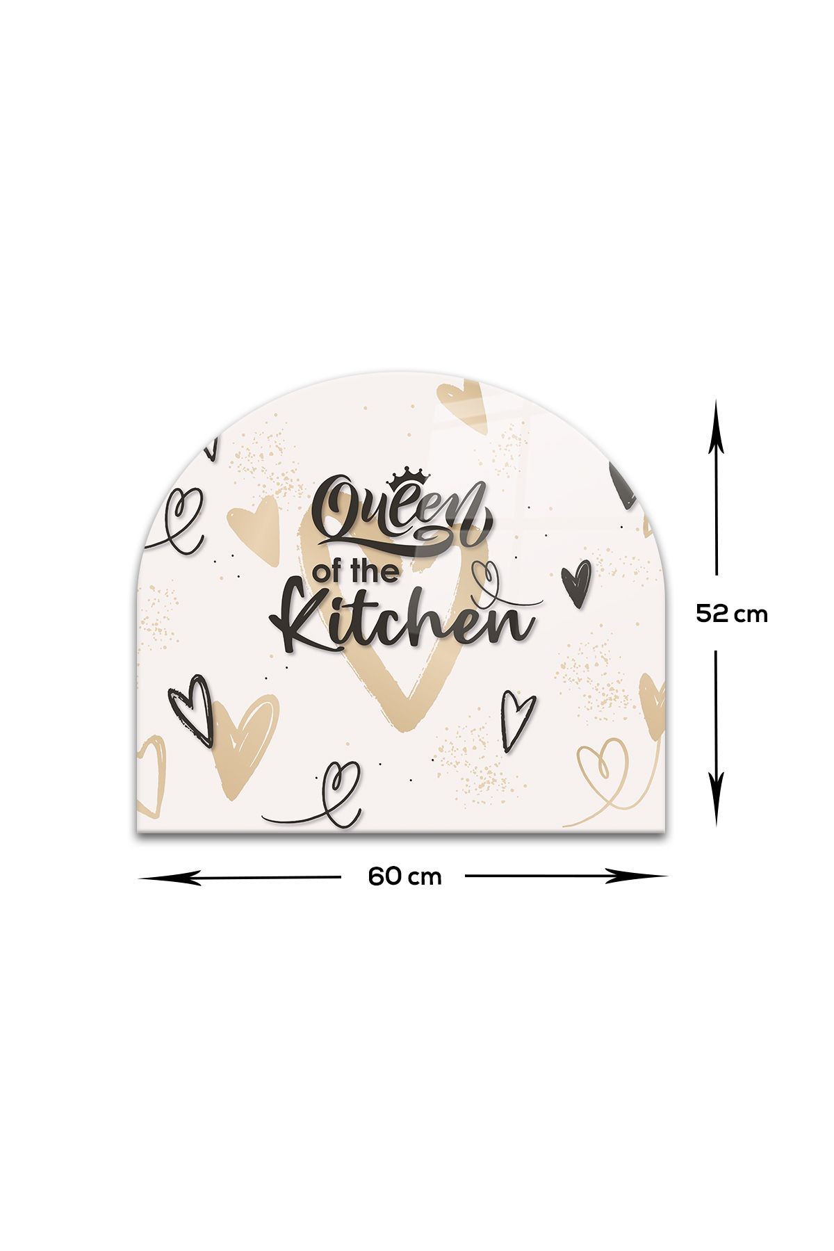 Cam Ocak Arkası Koruyucu | Oval Şekilli | Queen Of The Kitchen - Krem | 52cm X 60cm