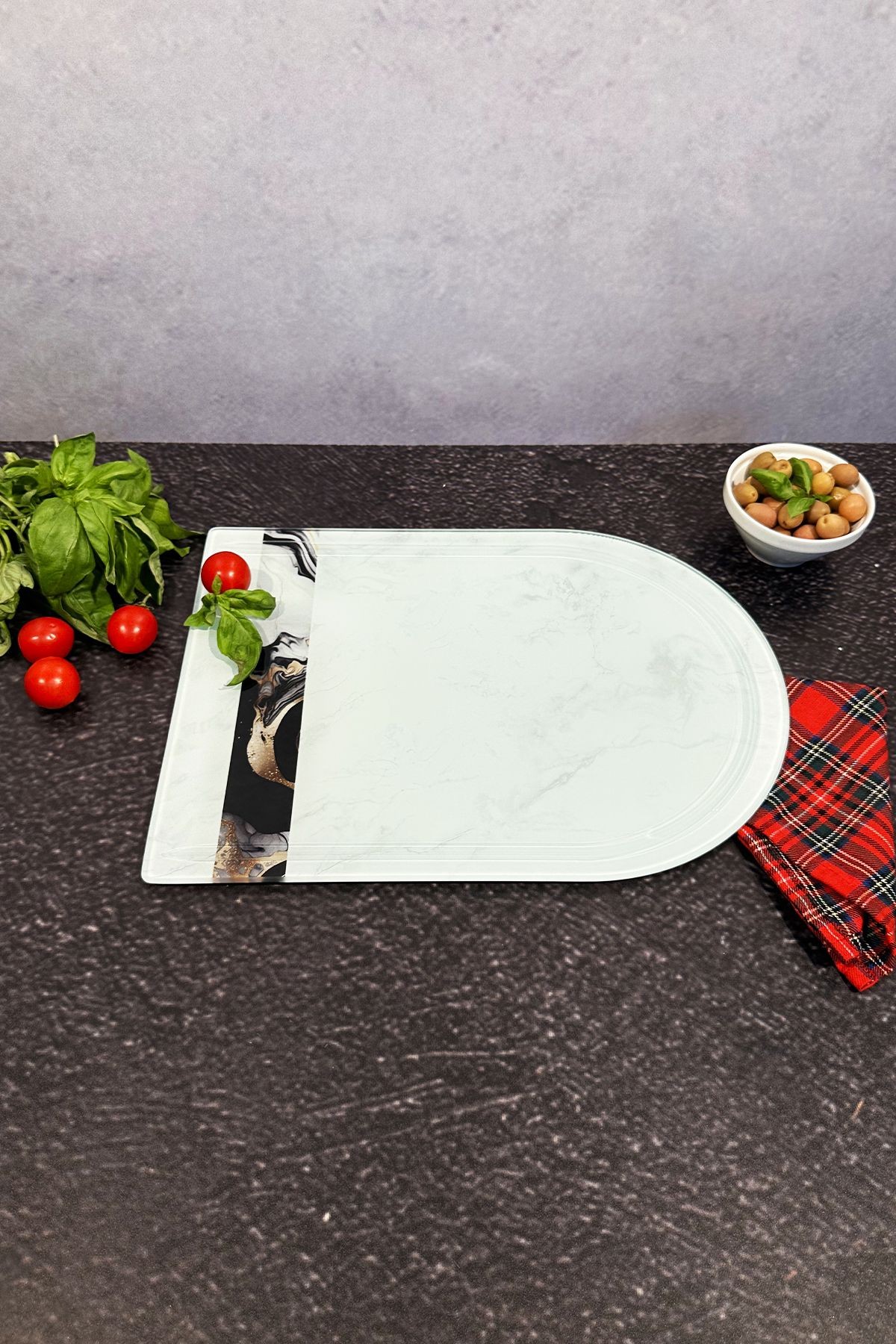 Kanallı Cam Kesme Tahtası - Cam Kesme Tablası | Mix-white-şeritli | 25cm X 35cm | Patentli Ürün