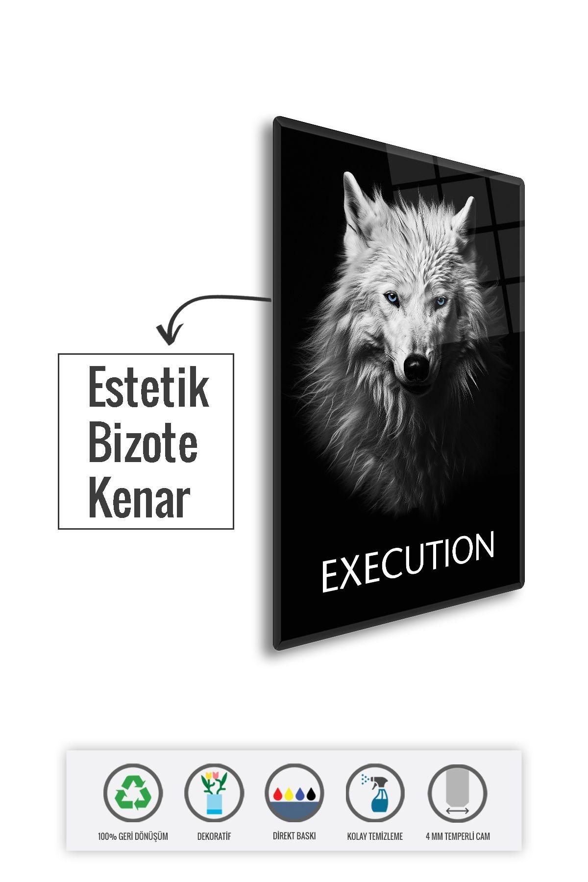 Cam Tablo | Motivasyon Serisi | Wolf - Execution | 40cm x 60cm
