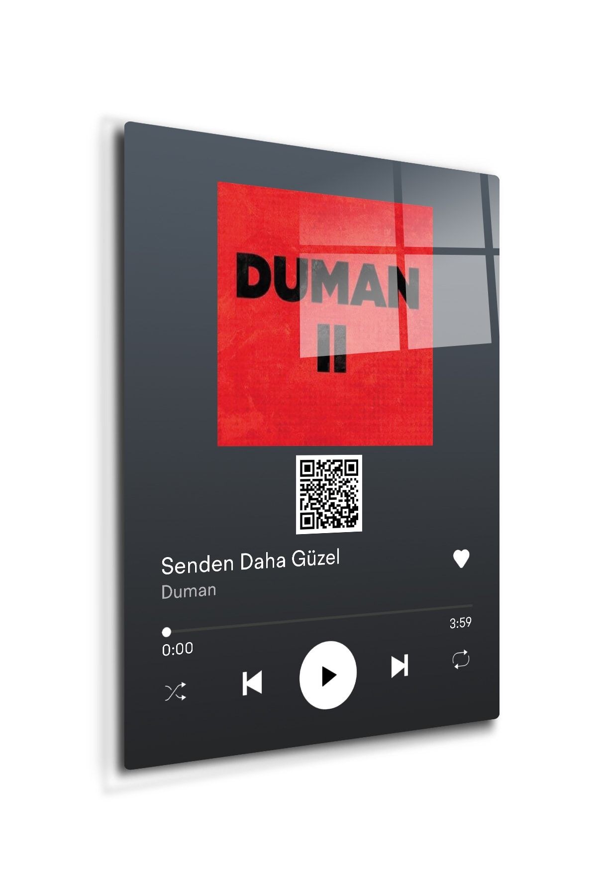 Youtube Barkodlu Cam Tablo | Duman - Senden Daha Güzel 30 cm X 40 cm