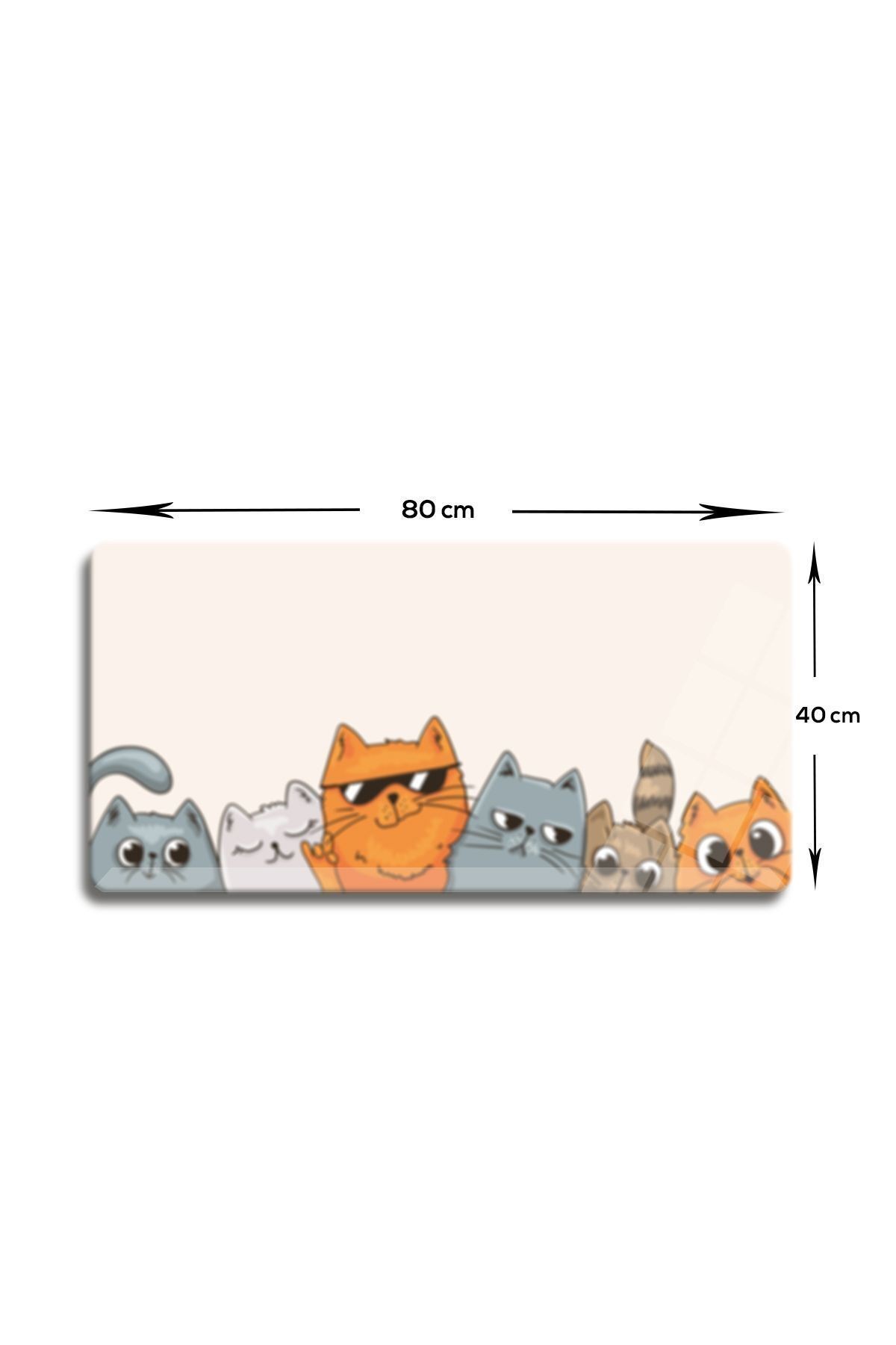 Cam Mouse Pad | Cam Masa Matı | Cool Cats | Large | 40cm X 80cm