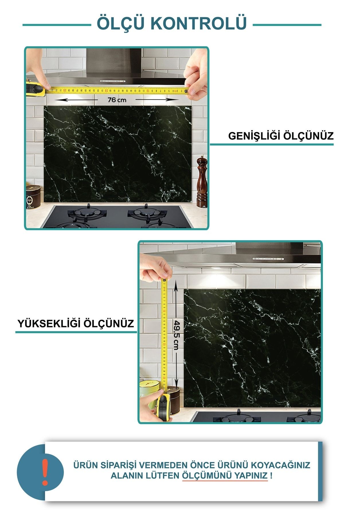 Cam Ocak Arkası Koruyucu | Bu Ev - Beyaz Fon | 49,5cm X 76cm