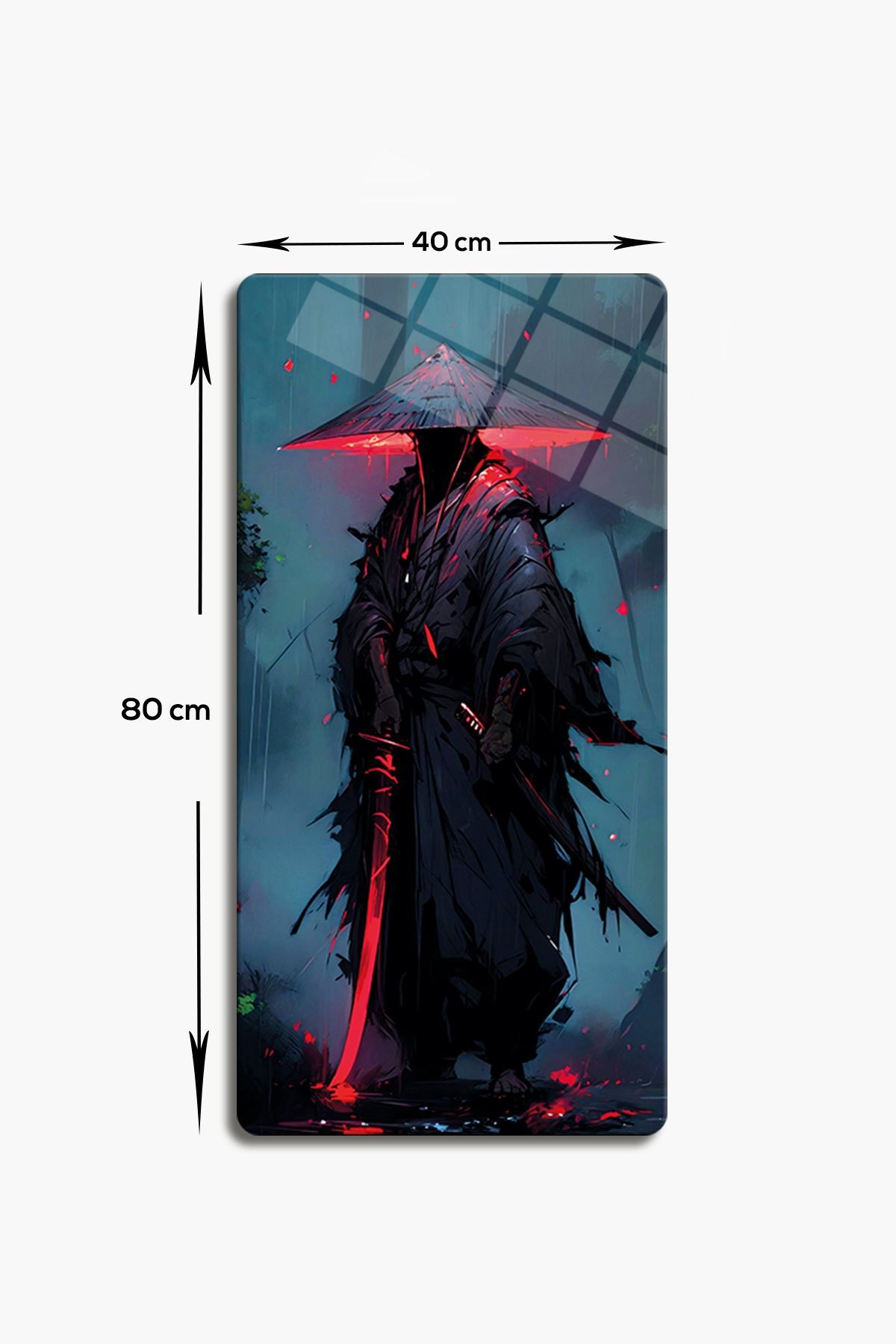 Cam Tablo | Modern Art Serisi | Dark Samurai | 40cm x 80cm