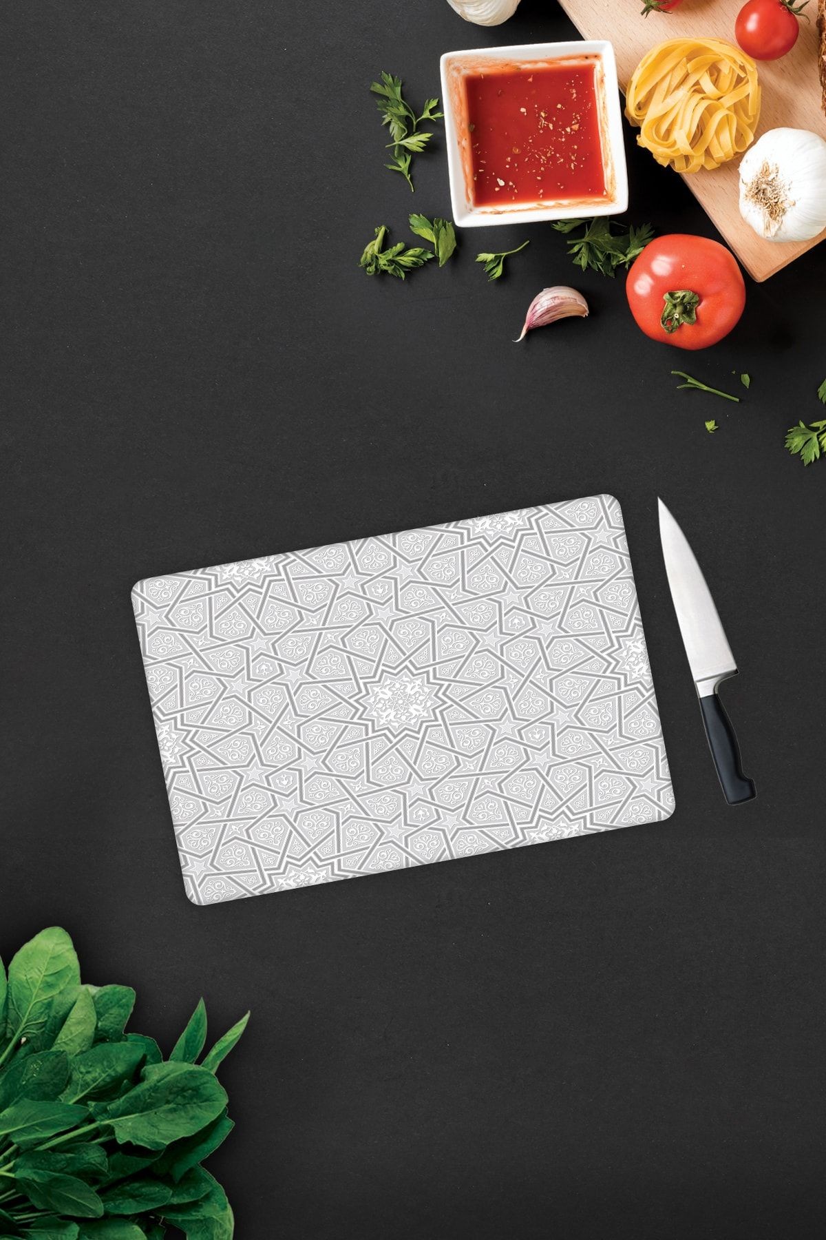 Selçuklu Motifi Desenli | Cam Kesme Tahtası - Cam Kesme Tablası | 20cm X 30cm