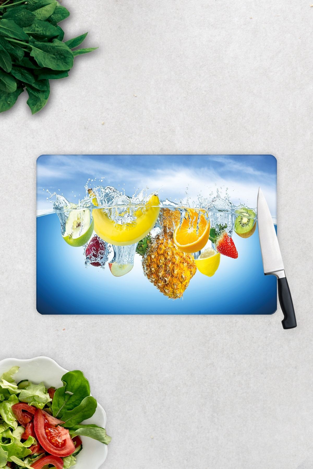Tropik Meyveler | Cam Kesme Tahtası - Cam Kesme Tablası | 20cm X 30cm