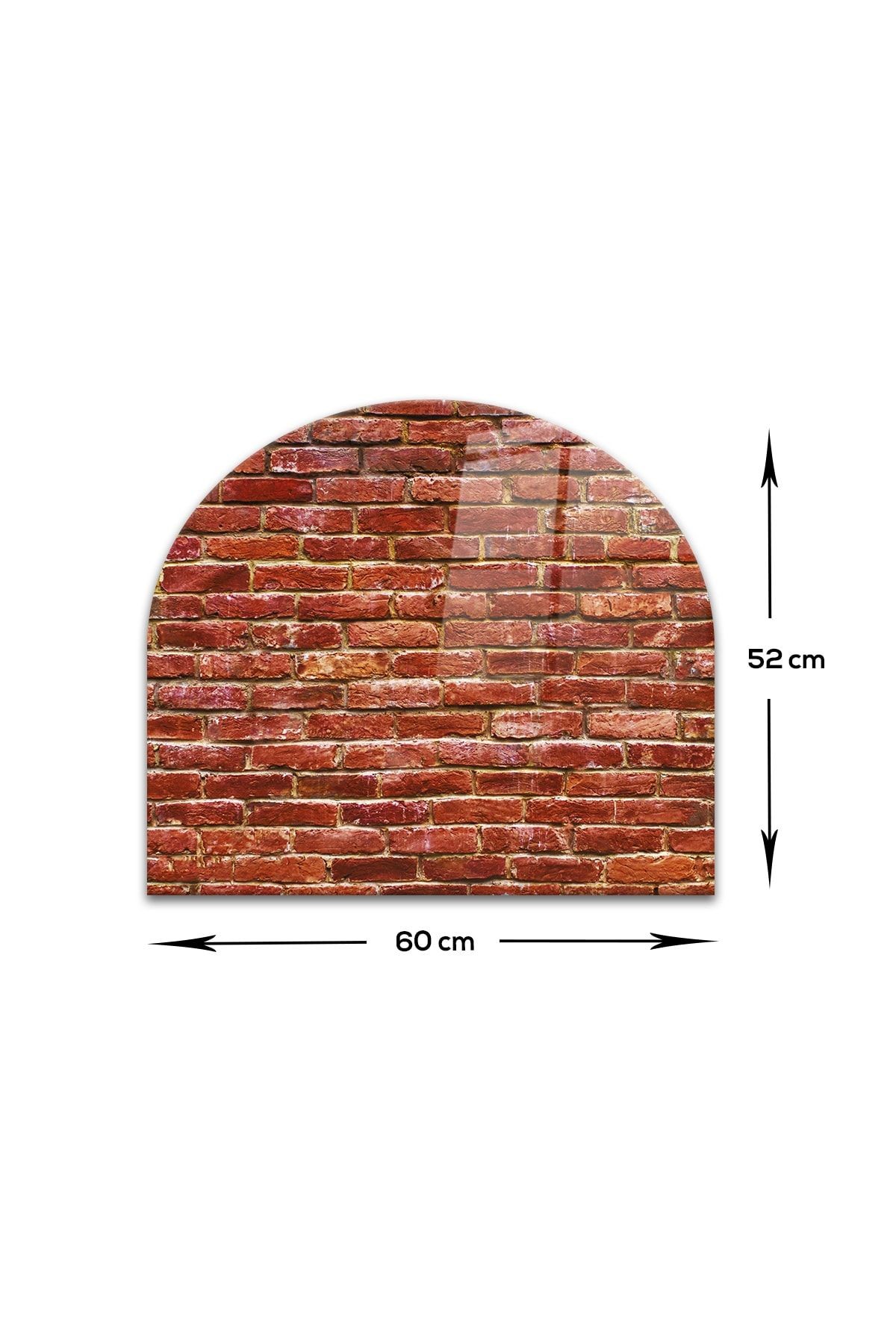 Cam Ocak Arkası Koruyucu | Oval Şekilli | Tuğla Desenli | 52cm X 60cm