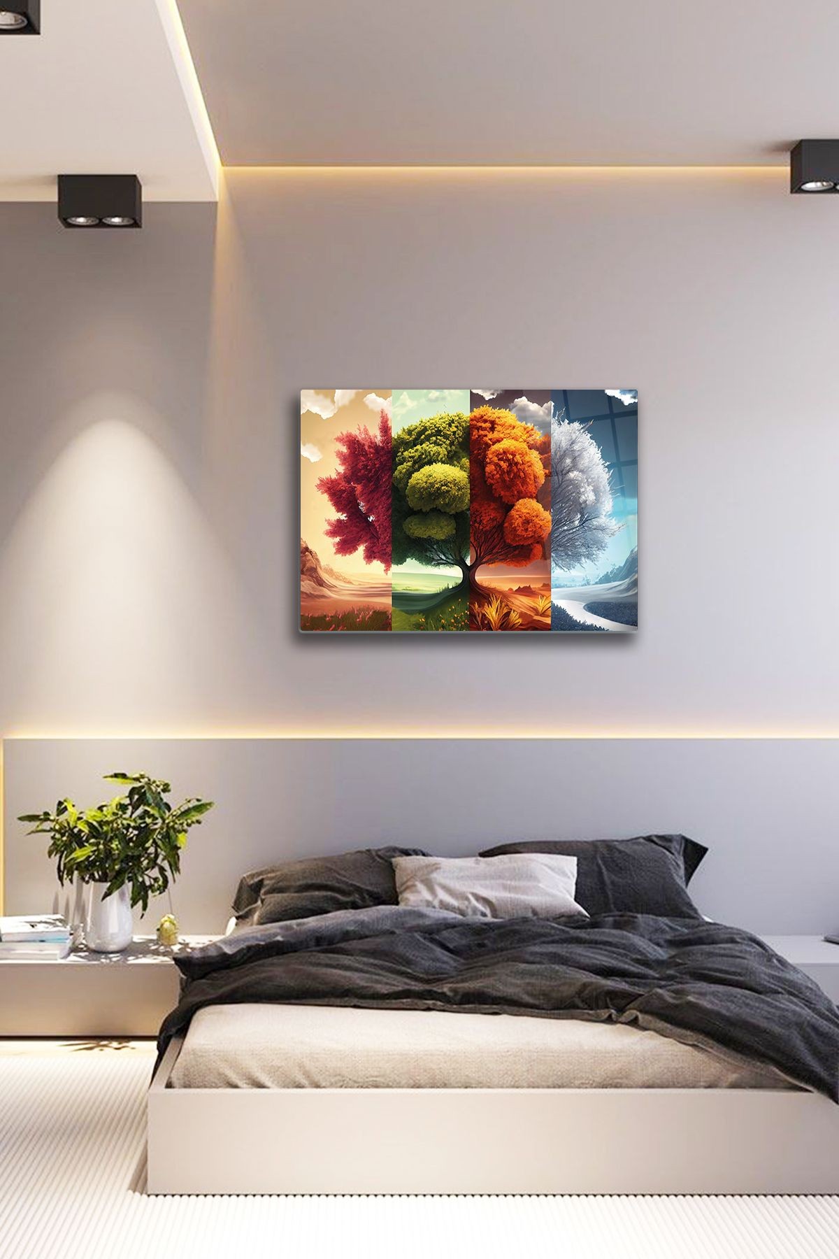 Cam Tablo | Four Season - İklim Ağacı | 50cm x 70cm