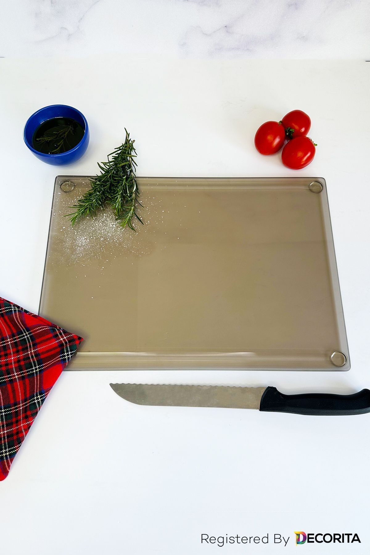 Kanallı Cam Kesme Tahtası - Cam Kesme Tablası | Bronz Cam | 25cm x 35cm | Patentli Ürün
