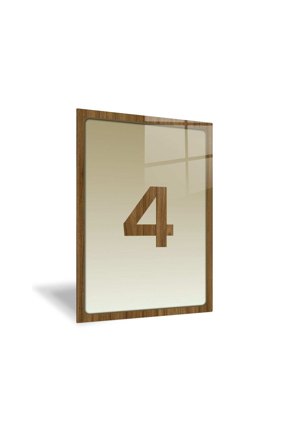 Cam Kapı Numarası - 4 Numara | Cam Yönlendirme Levhası | 14,8cm X 21cm