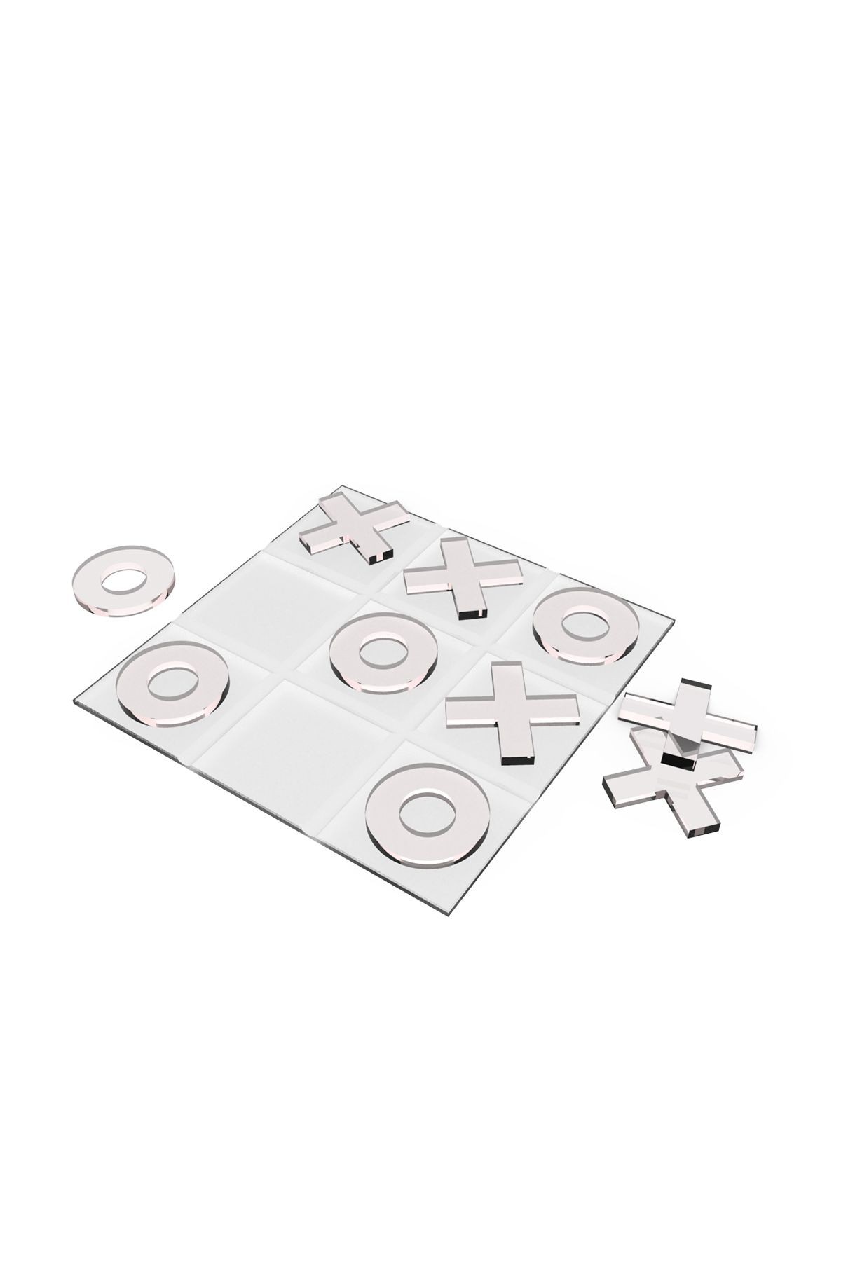 Cam XOX Oyun Tahtası | Tic Tac Toe Cam Dekor Tablası | Satina Cam | 30cm x 30cm