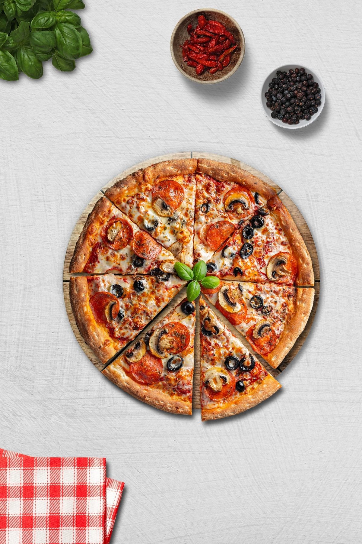Pizza Servis Tabağı | Ahşap Görünümlü | Mottolu Pizza Tabağı | Çap 32cm