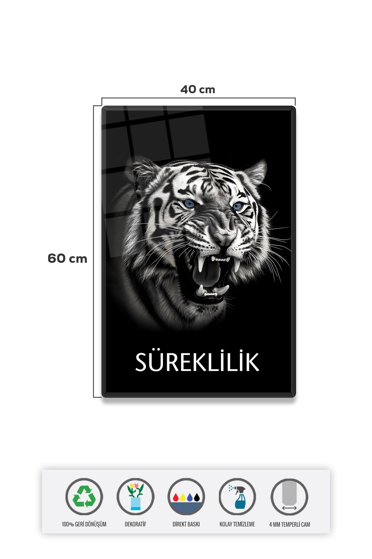 Cam Tablo | Motivasyon Serisi | Kaplan - Süreklilik | 40cm x 60cm