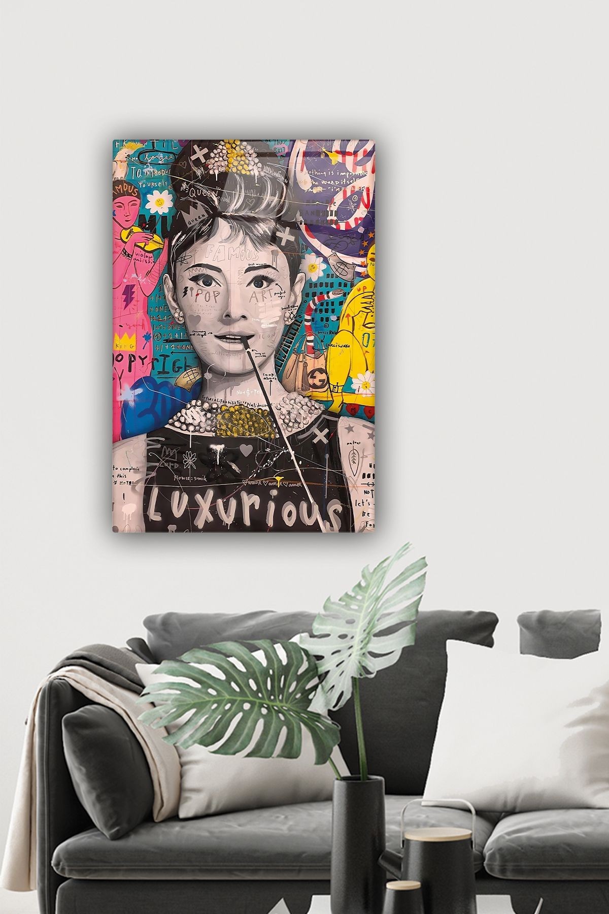 Cam Tablo | Popart Serisi | Audrey Hepburn |