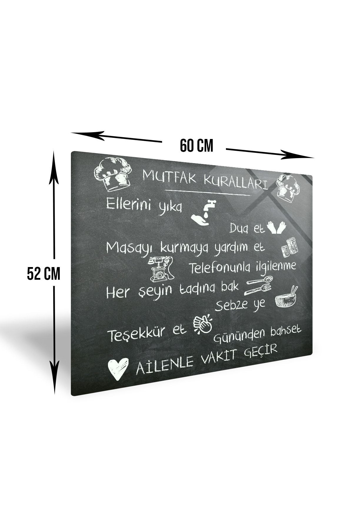 2'li Takım Karatahta Görünümlü | Cam Ocak Arkası - Cam Kesme Tablası