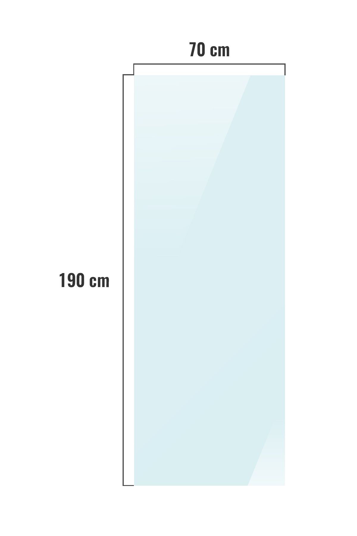 Cam Duşakabin Seperatör - Sabit Panel | Satina Cam | Metalik Parlak Profil | 70cm x 190cm