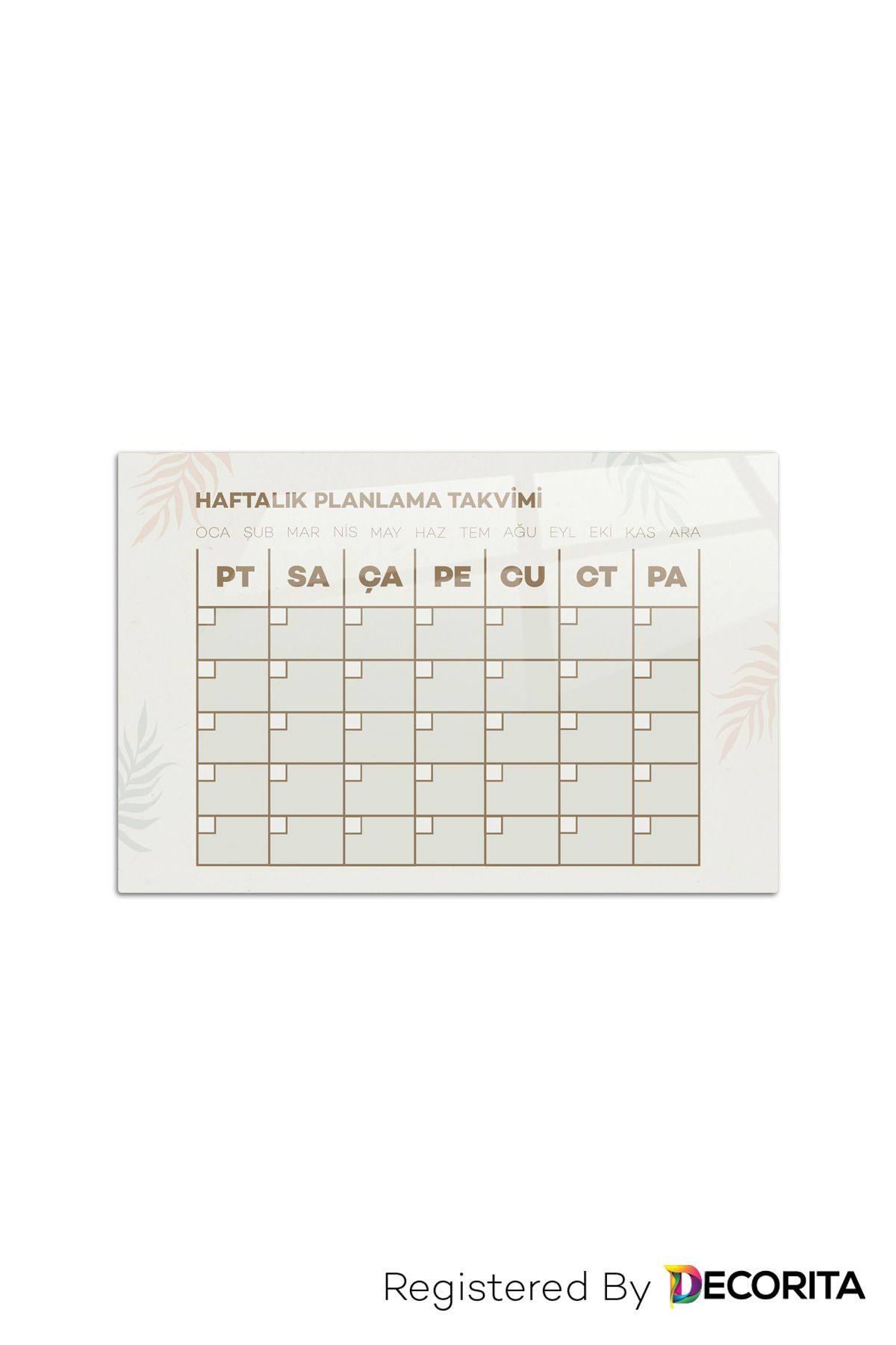 Cam Magnet | Buzdolabı Manyetik Planlayıcı | Haftalık Planlama Takvimi | 20 cm x 30 cm