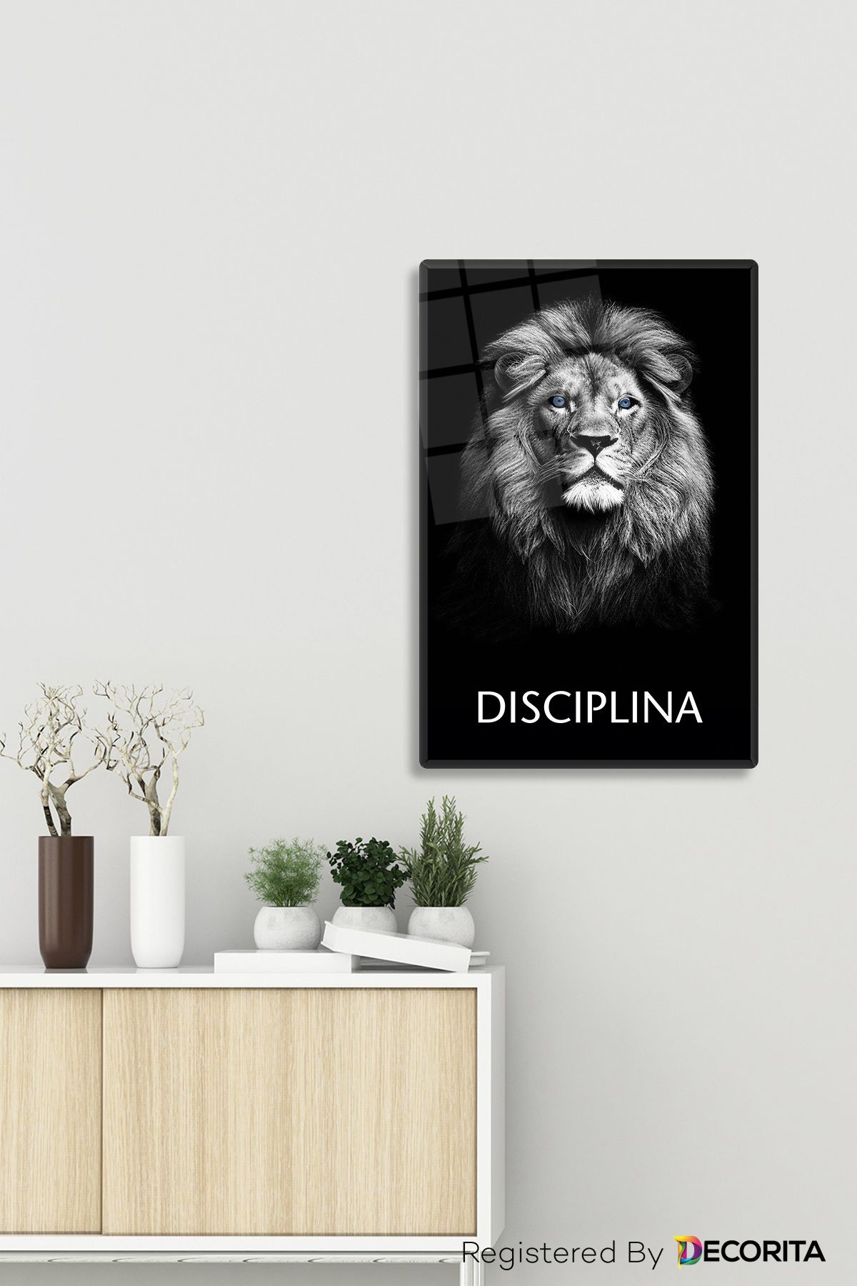 Cam Tablo | Motivasyon Serisi | Lion - Discipline | 40cm x 60cm
