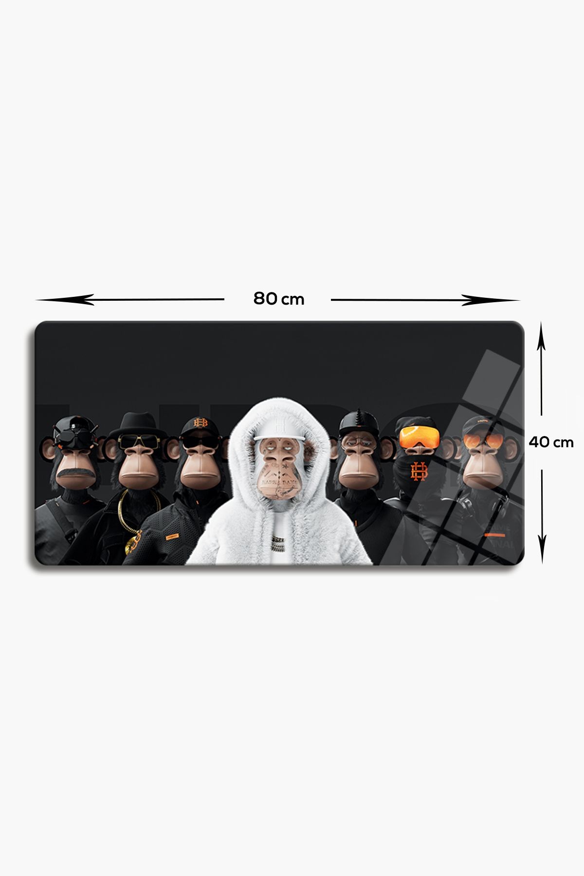 Cam Tablo | Modern Art Serisi | Crime Monkey Yatay | 40cm x 80cm