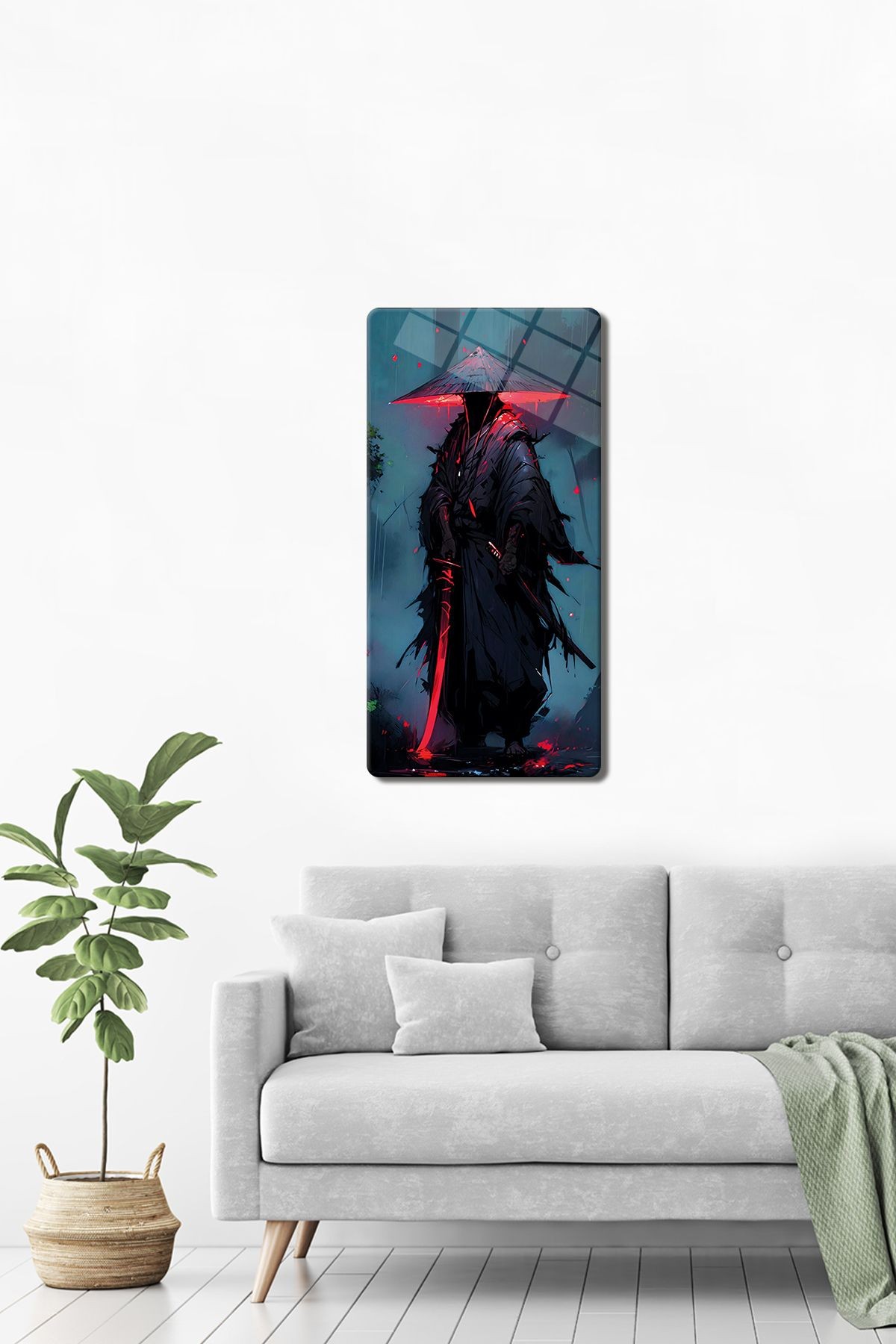 Cam Tablo | Modern Art Serisi | Dark Samurai | 40cm x 80cm