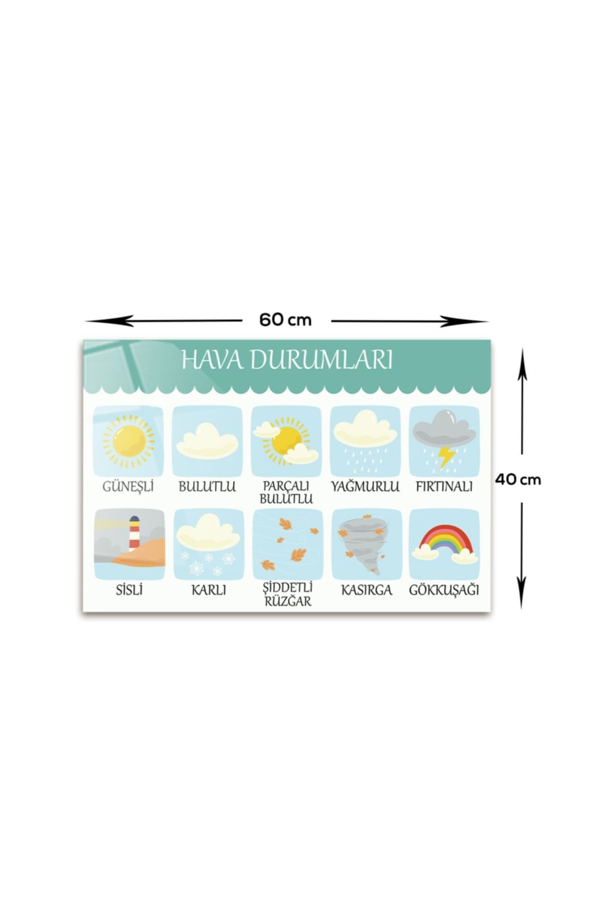 Okul | Cam Tablo | Hava Durumları | 40cm X 60cm
