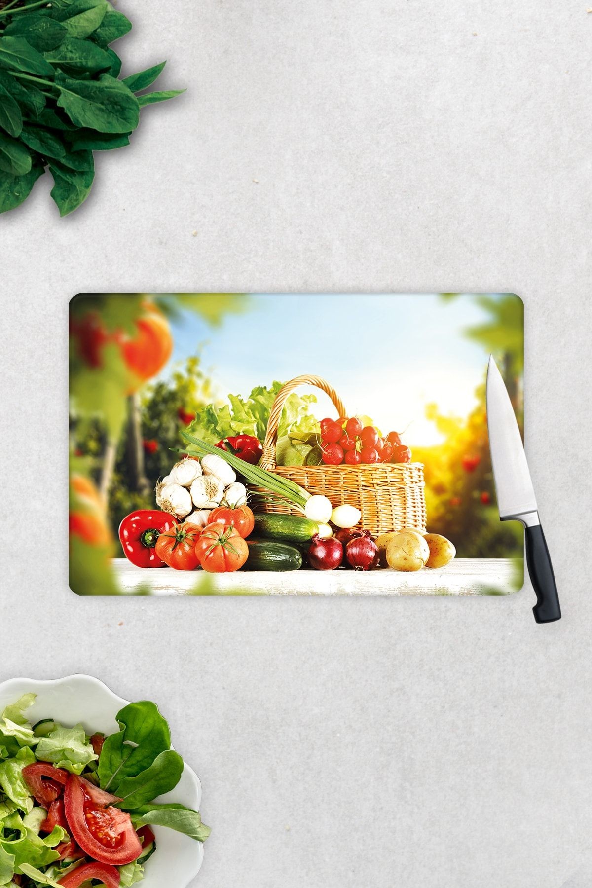 Sebze Sepeti | Cam Kesme Tahtası - Cam Kesme Tablası | 20cm X 30cm