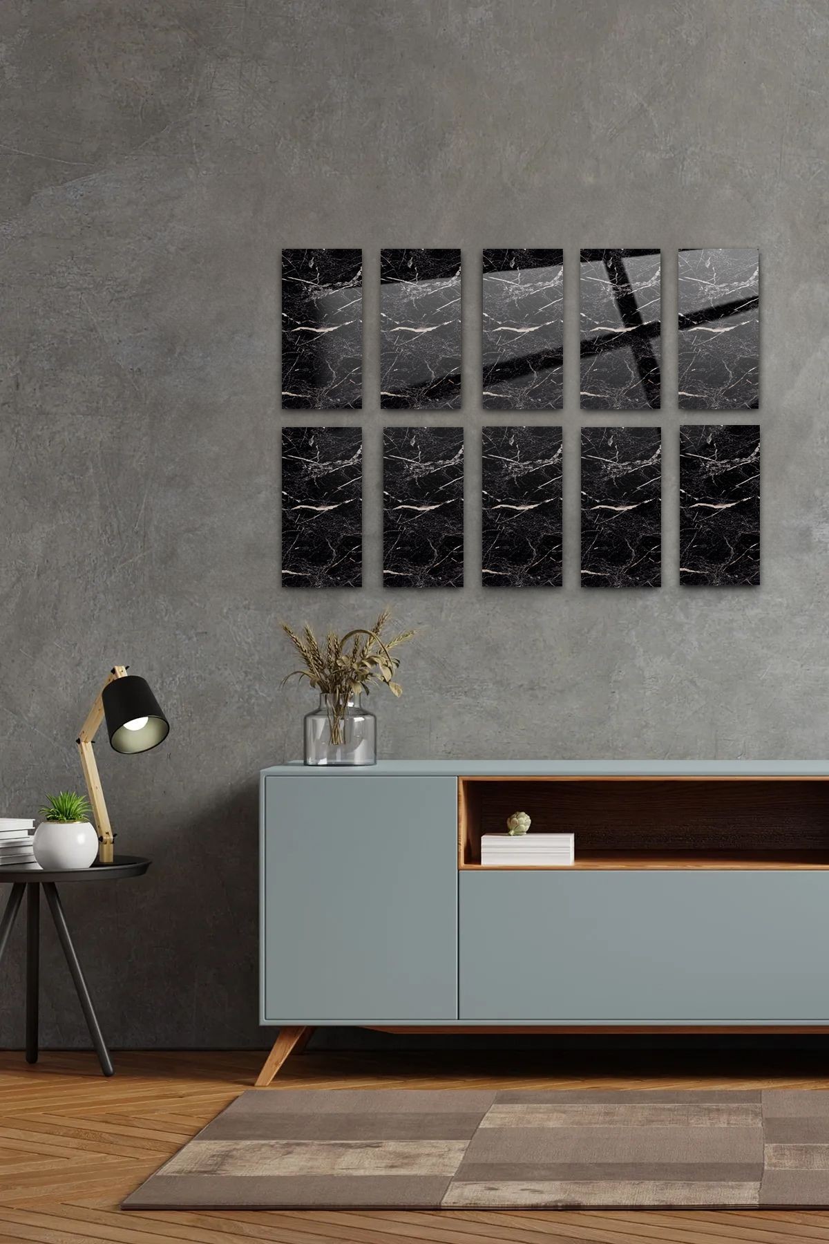 Dekor Camı | Granit Desenli | 10'lu Takım | 12,5cm x 25cm