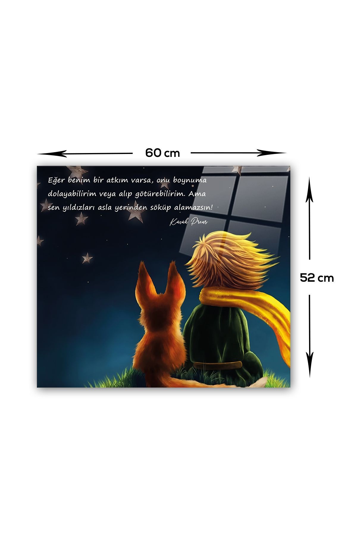 Cam Ocak Arkası Koruyucu | Küçük Prens - Yıldızlar | 52cm x 60cm