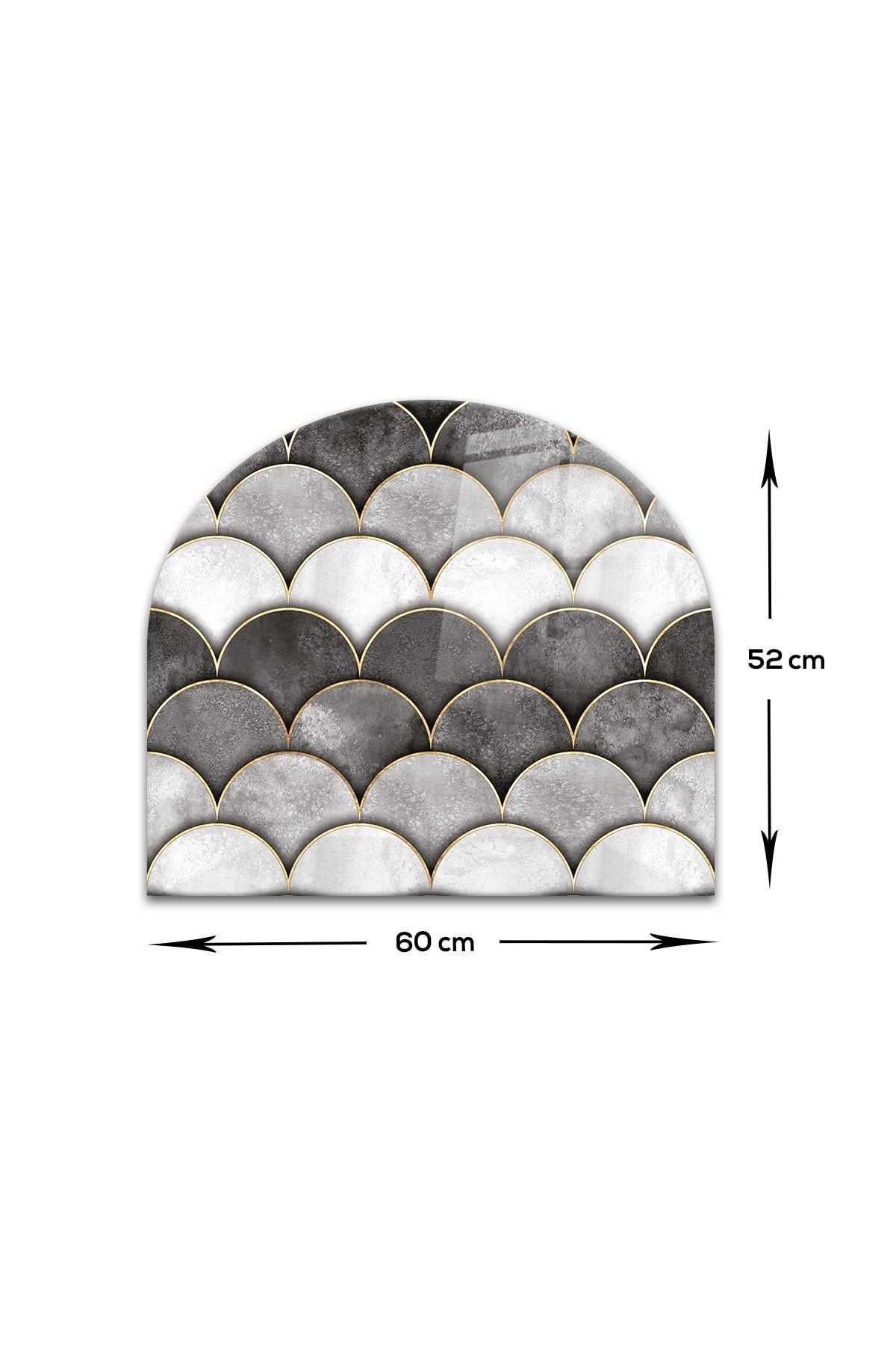 Cam Ocak Arkası Koruyucu | Oval Şekilli | Balık Pulu | 52cm X 60cm