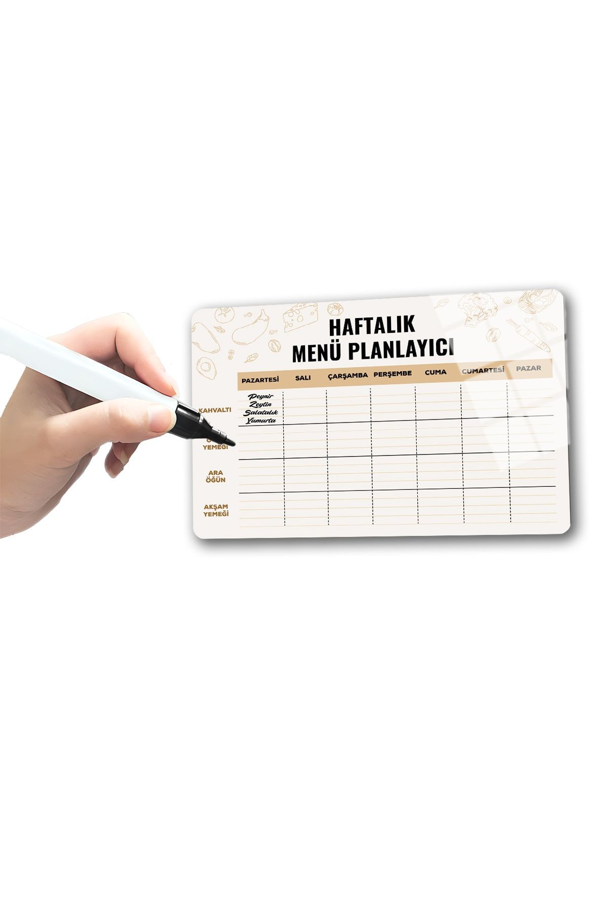 Cam Magnet | Buzdolabı Manyetik Planlayıcı | Haftalık Menü Planlayıcı - Yatay | 20cm x 30cm