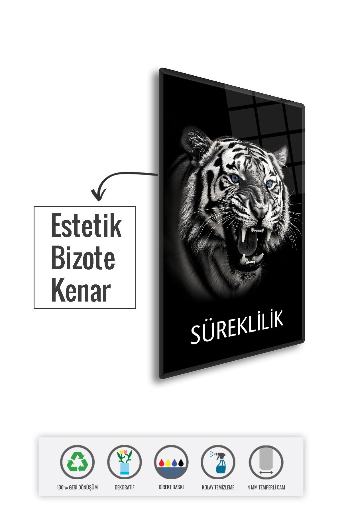 Cam Tablo | Motivasyon Serisi | Kaplan - Süreklilik | 40cm x 60cm