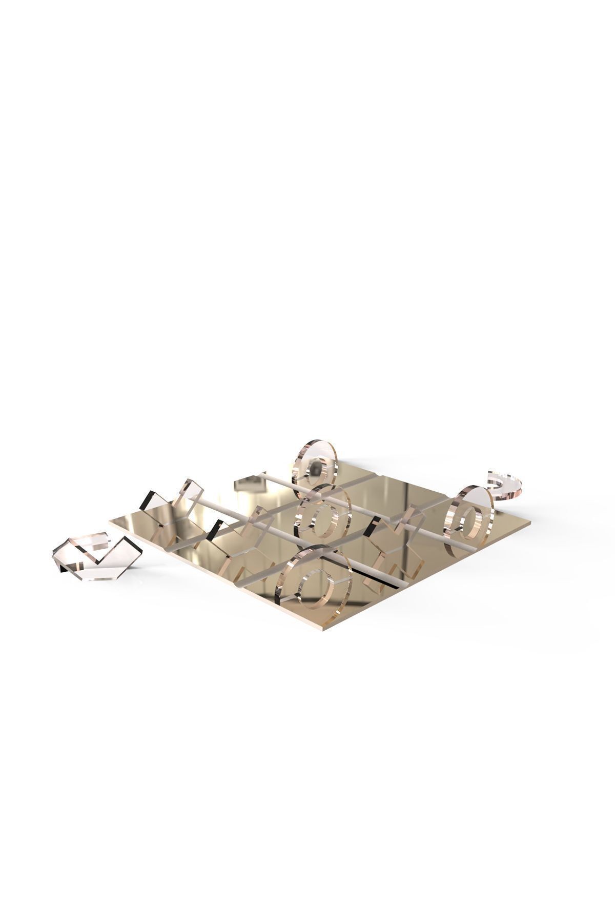 Ayna XOX Oyun Tahtası | Tic Tac Toe Cam Dekor Tablası | Bronz Ayna | 30cm x 30cm