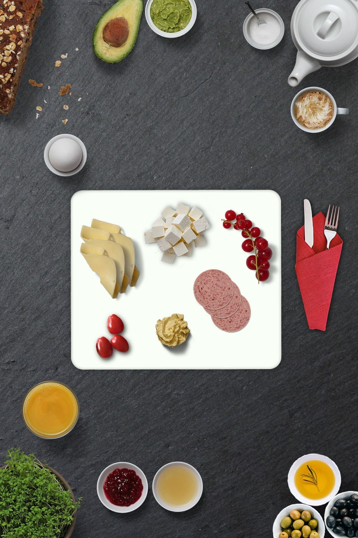 2'li Takım | Cam Tabak - Kahvaltı Tabağı - Pasta Tabağı | Düz Renk - Beyaz | 29cm X 34cm