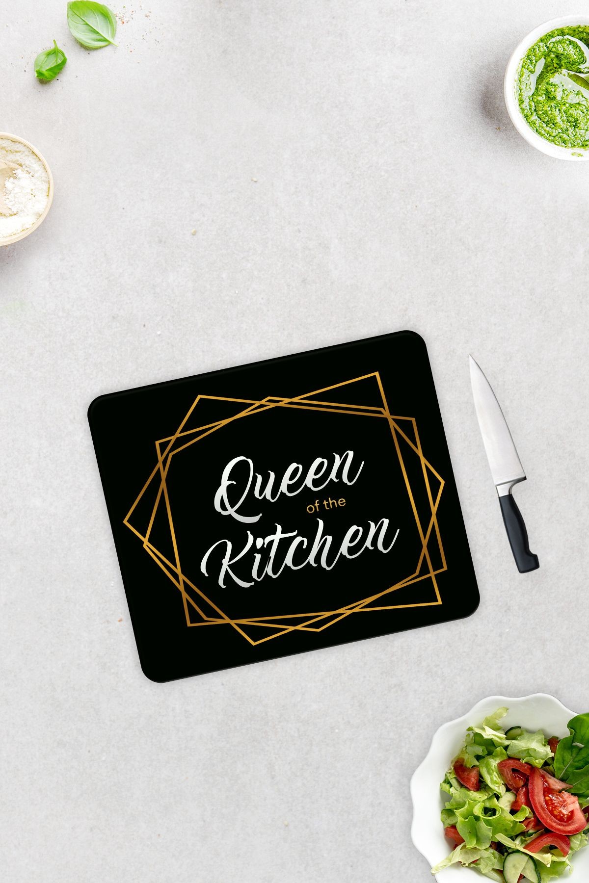 Cam Kesme Tahtası - Cam Kesme Tablası | Queen Of The Kitchen - Siyah | 29cm X 34cm