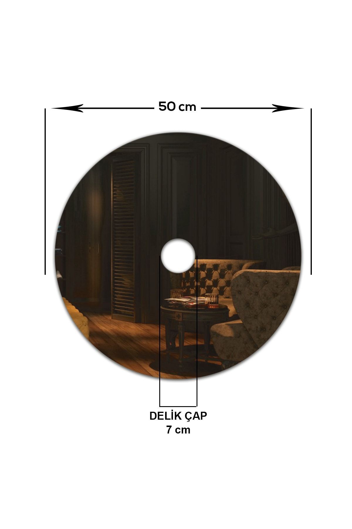 Aplik Aynası | Bronz Ayna | Çap50cm