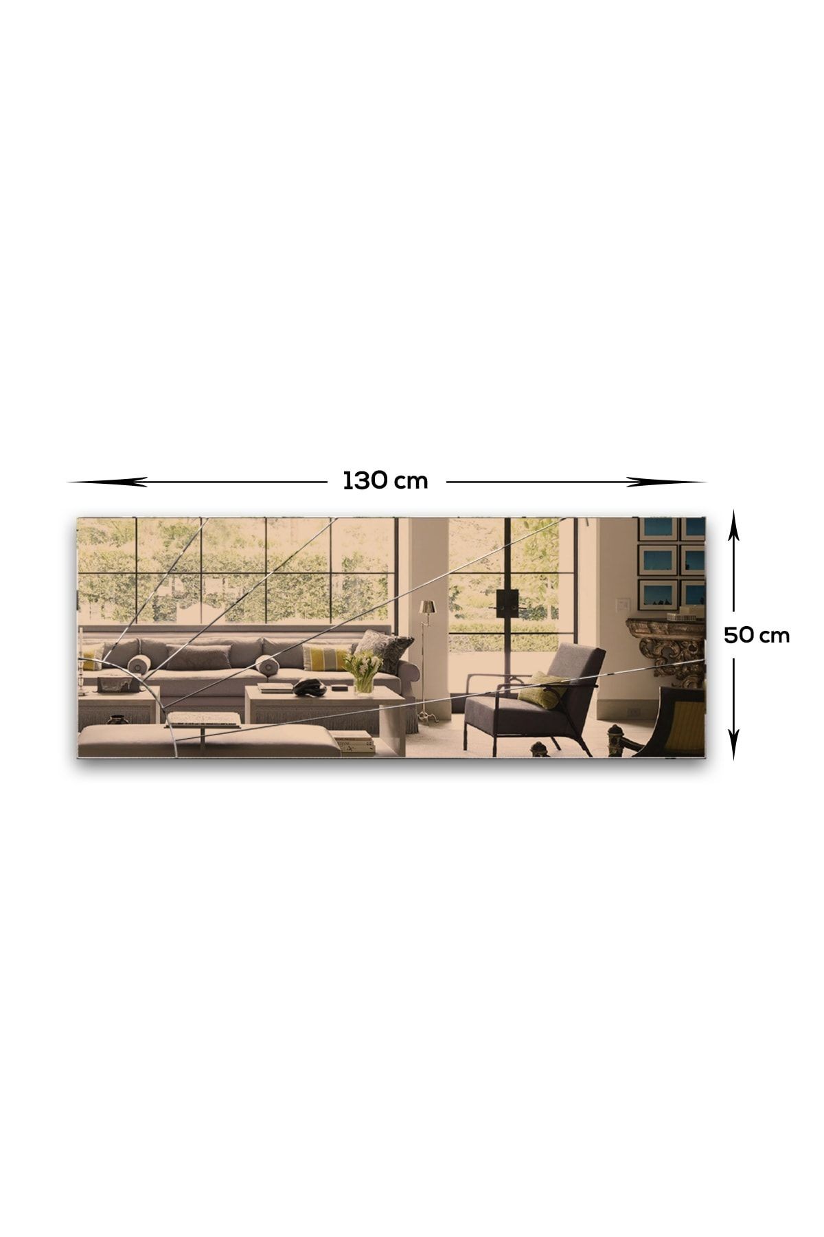 Ayna | Bronz Ayna | Güneş Desen Kanallı | 130cm X 50cm