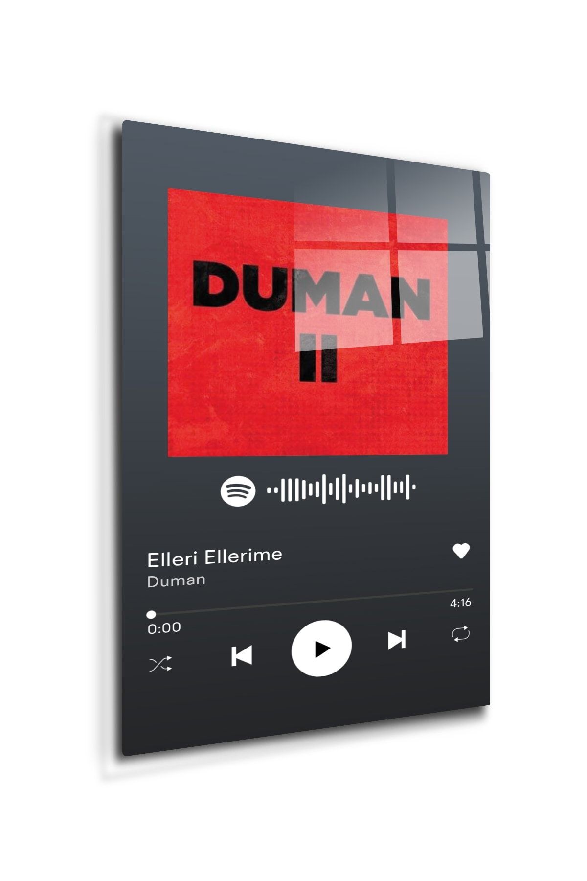 Spotify Barkodlu Cam Tablo Duman Elleri Ellerime 30cm X 40cm