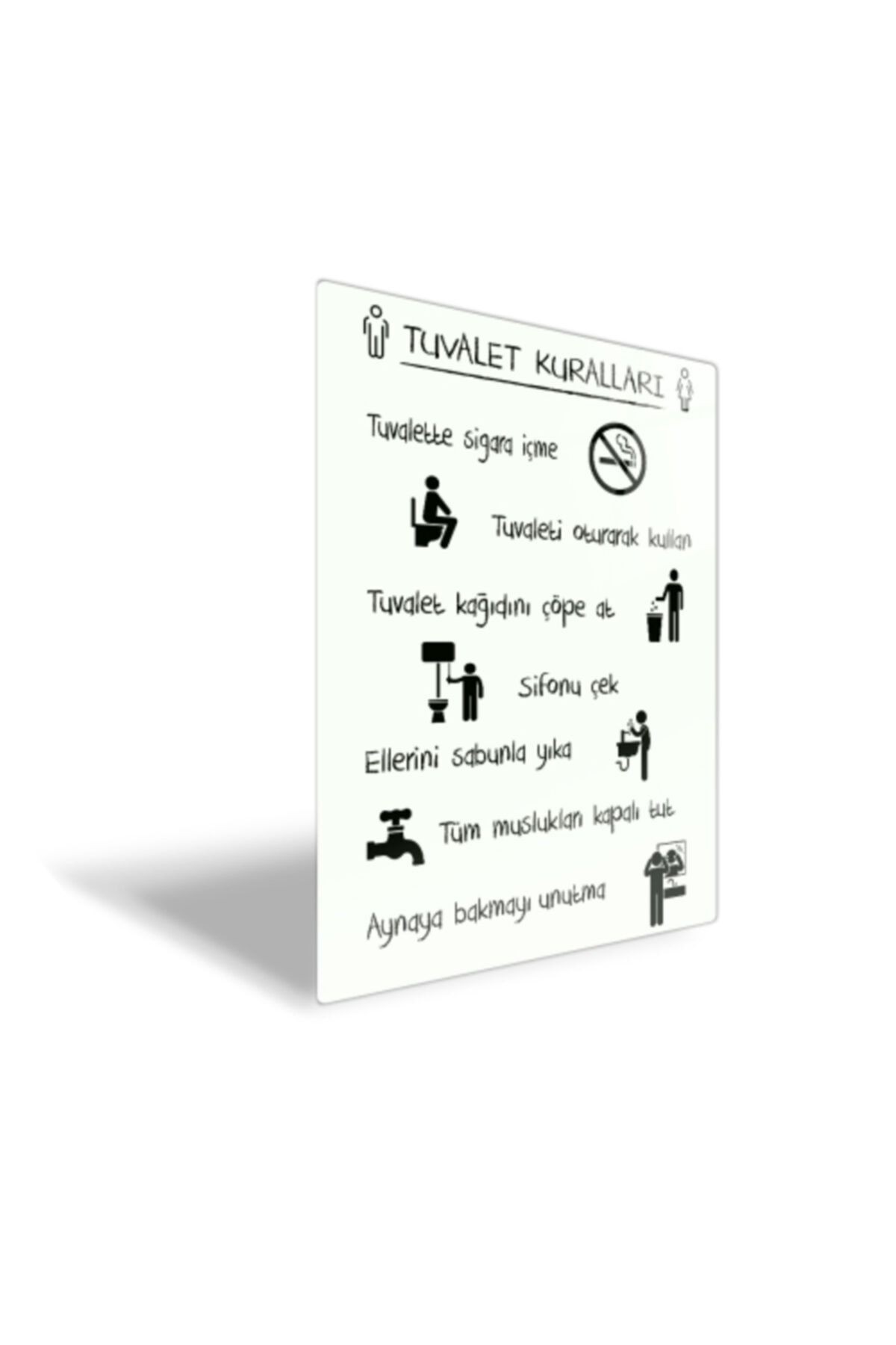 Tuvalet Kuralları | Banyo Aksesuarı | Beyaz Fon | 30cm X 40cm