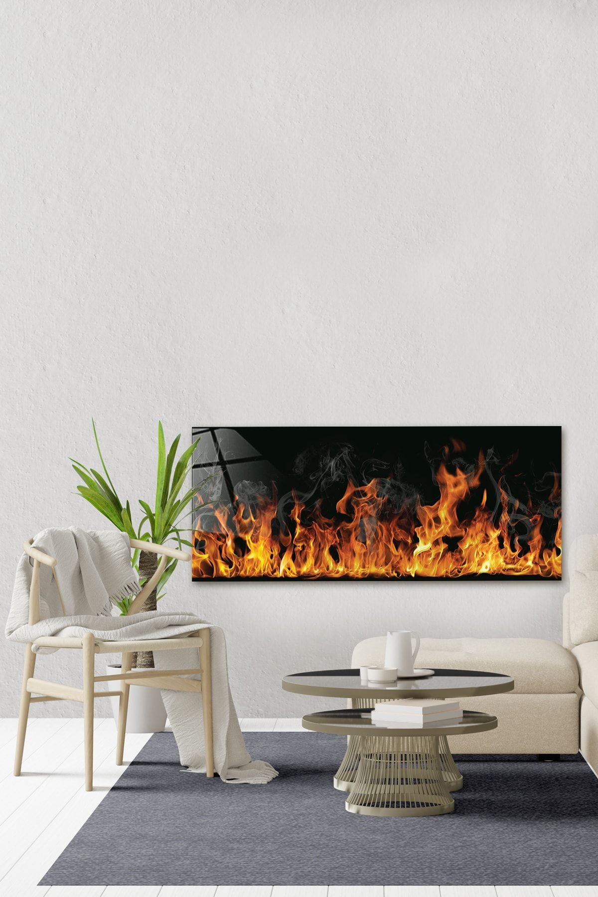 Cam Tablo | Şömine Alevi | 50cm X 120cm