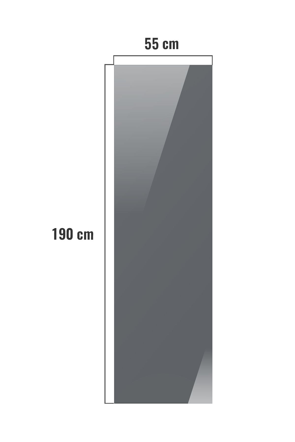 Cam Duşakabin Seperatör - Sabit Panel | Füme Cam | Metalik Parlak Profil | 55cm x 190cm