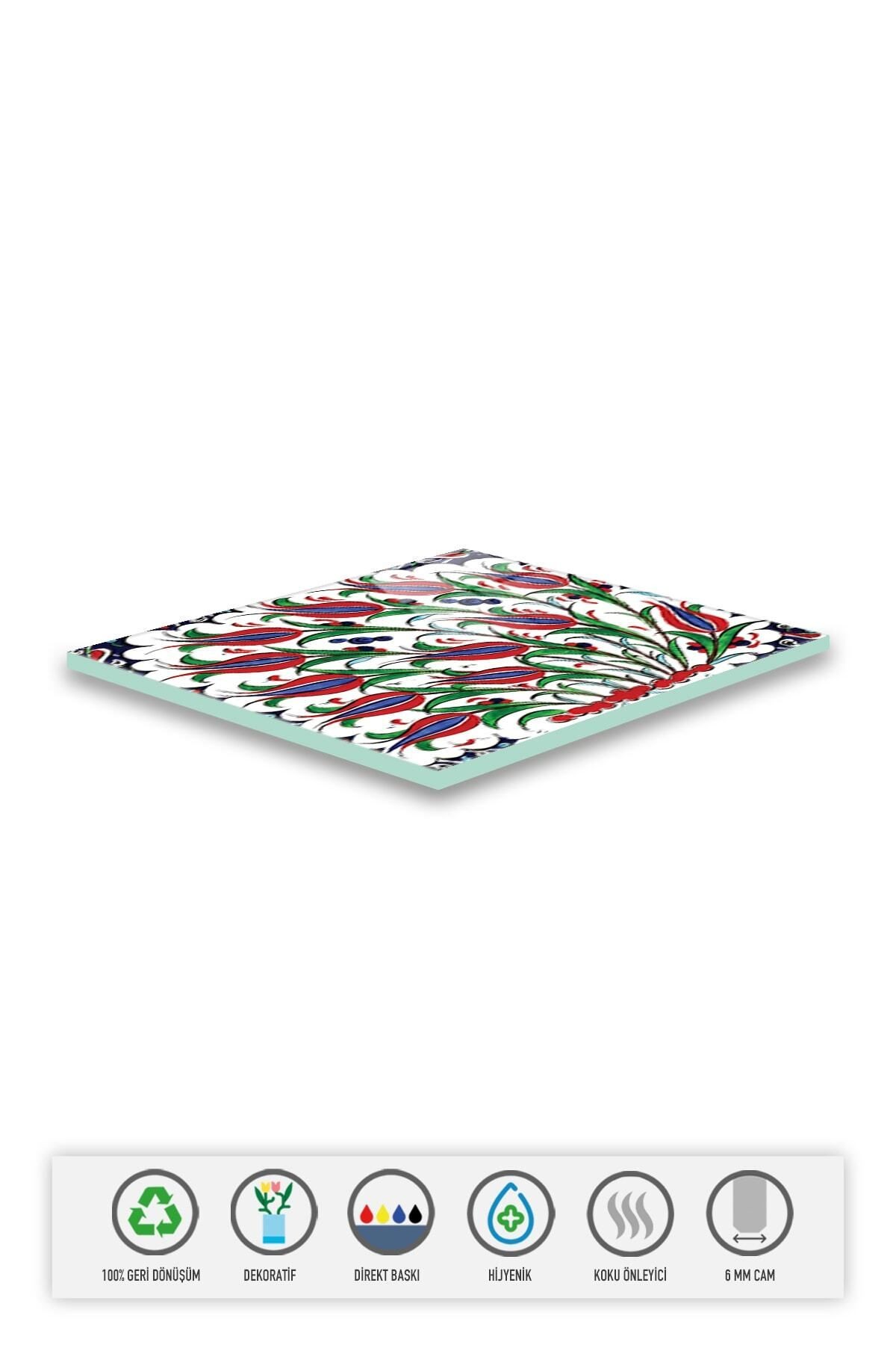 Cam Gider Kapağı | Lale Motif | 4'lü Takım | 15cm X 15cm
