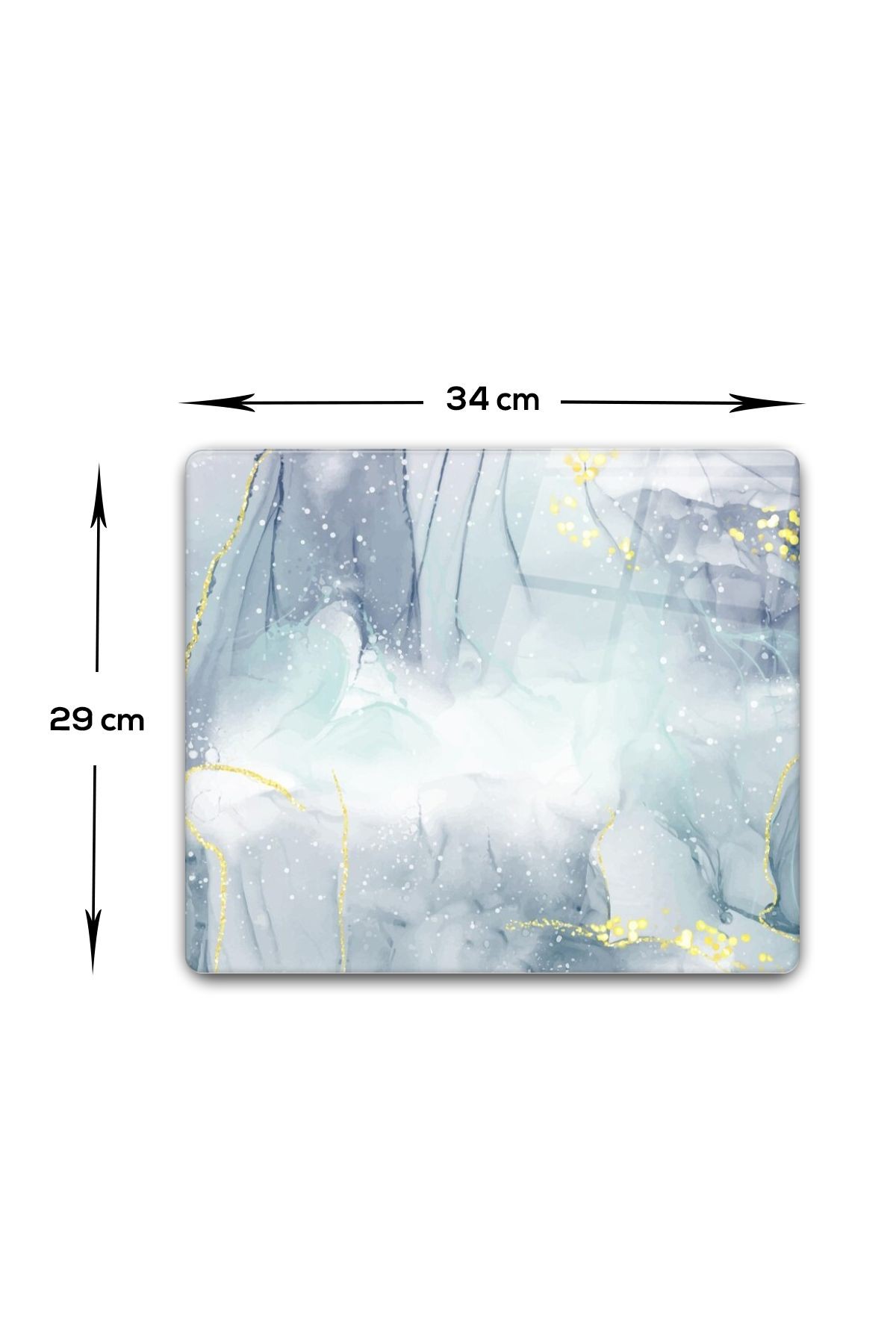 Cam Kesme Tahtası - Cam Kesme Tablası | Soyut Suluboya | 29cm x 34cm