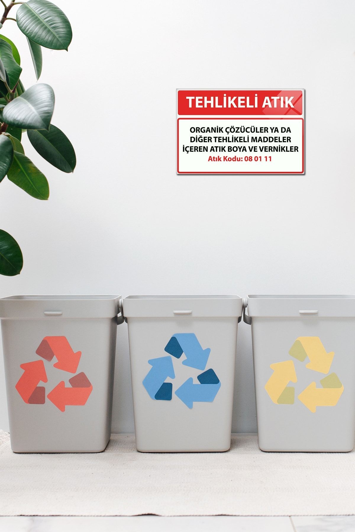 Cam Tablo | Tehlikeli Atık Cam Tabela | Atık Kodu:08 01 11 | 20cm X 30cm