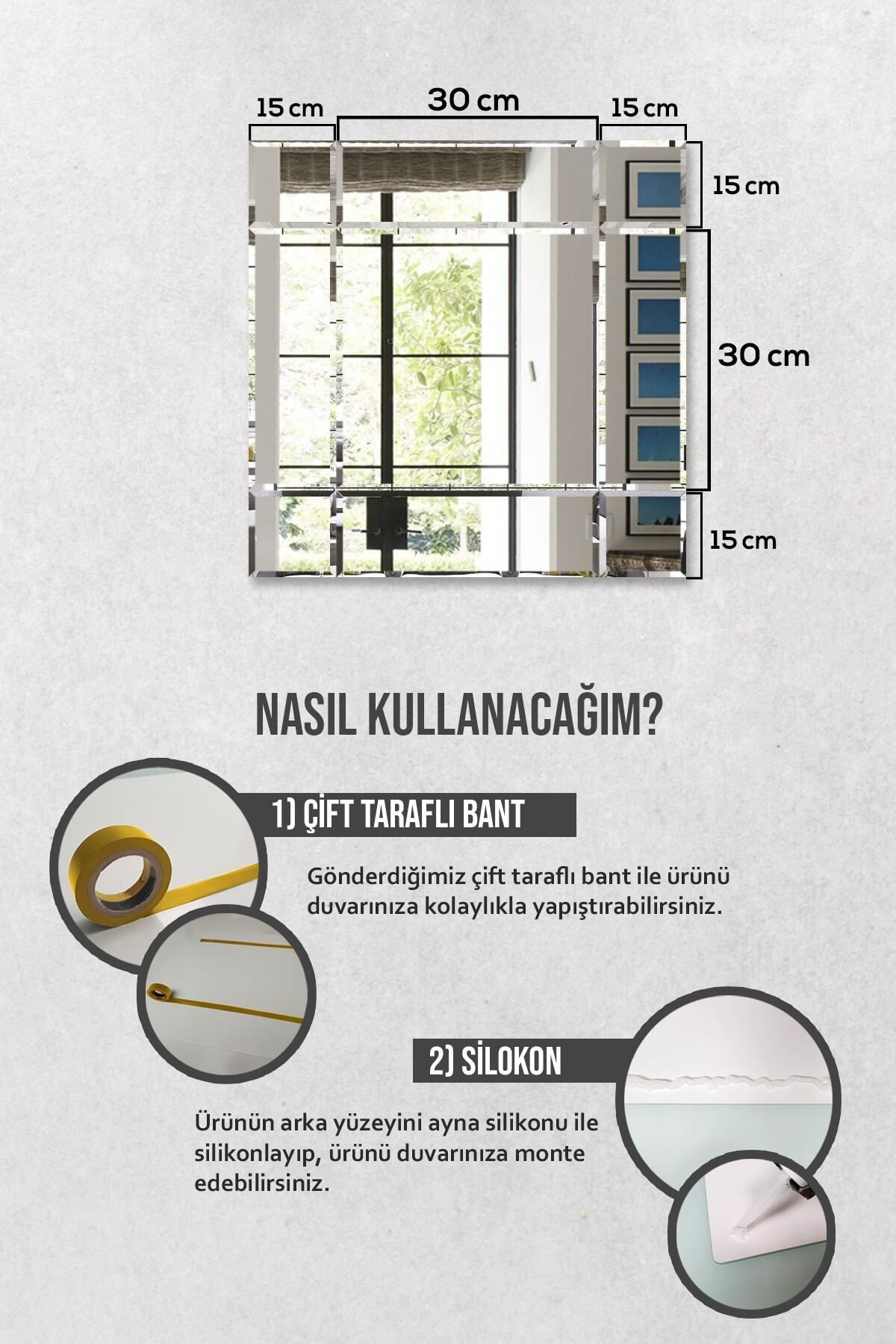 Ayna - 9 Parçalı Tasarım Ayna - 60cm X 60cm